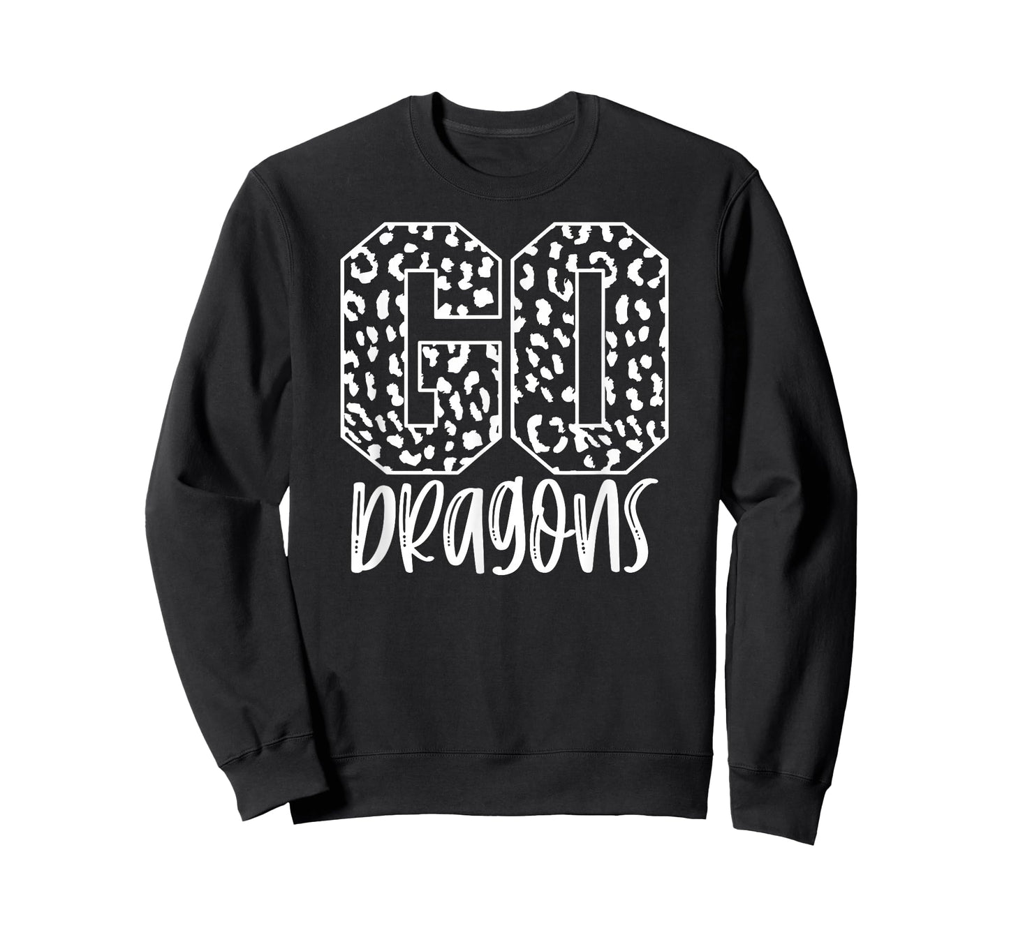 Dragons Team Mascot School Spirit Game Night Leopard Print T-Shirt