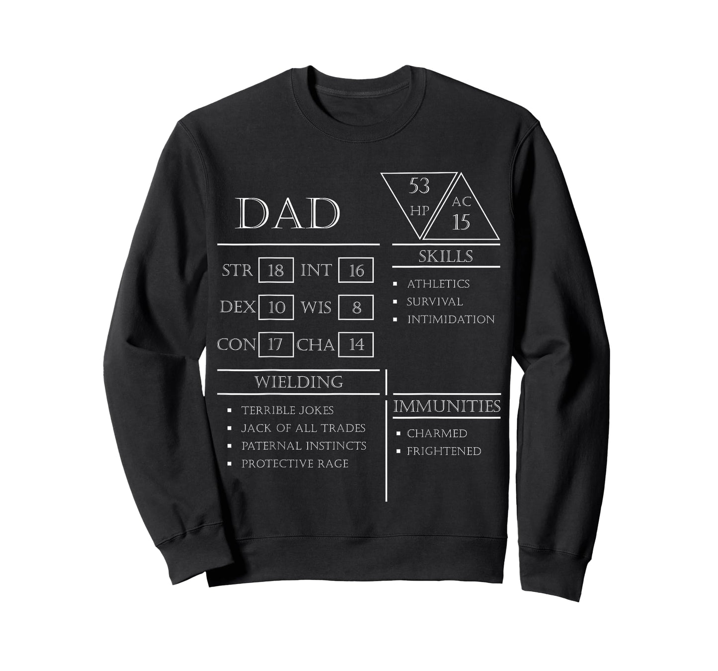 Roleplaying Dice Gamer Dragon Dad Stat Skills Wielding T-Shirt