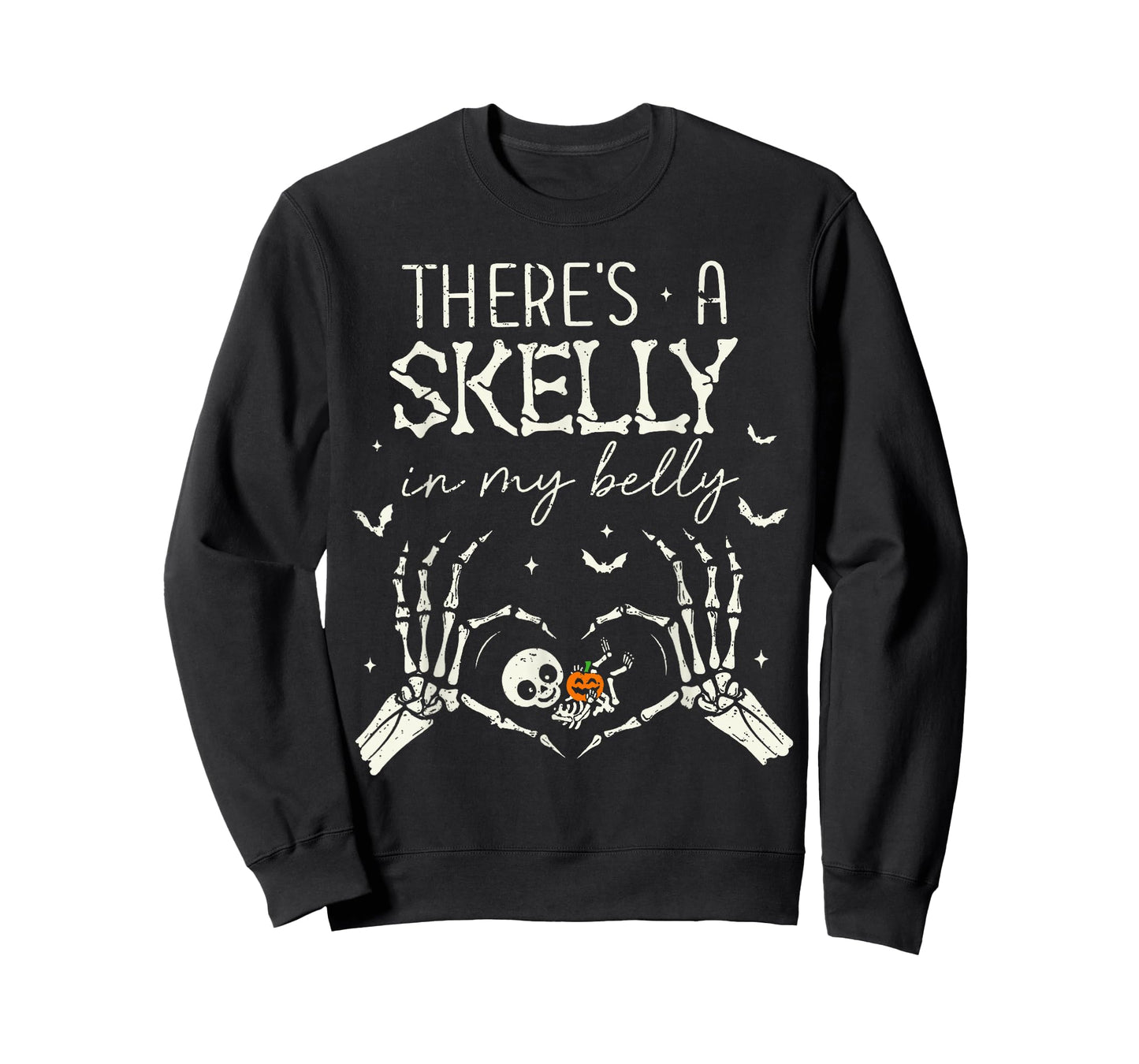 There's A Skelly in My Belly Funny Halloween Pregnancy Women T-Shirt