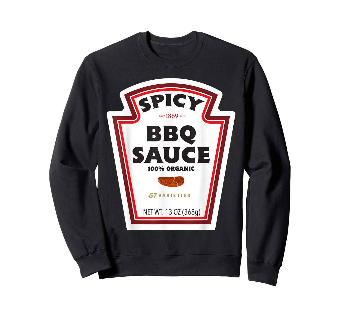 Spicy BBQ Sauce Bottle Label Funny Halloween Costume Outfit T-Shirt