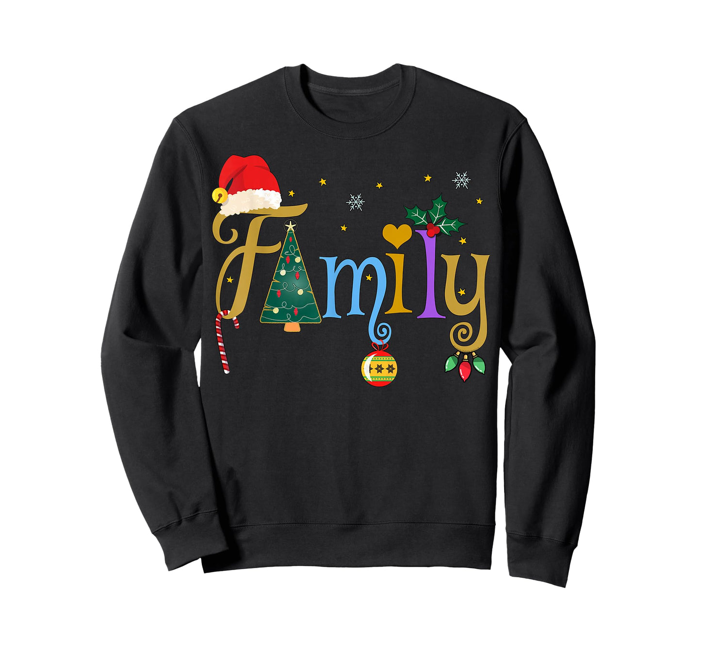 FAMILY Letters Holiday Style Love My Family Christmas T-Shirt