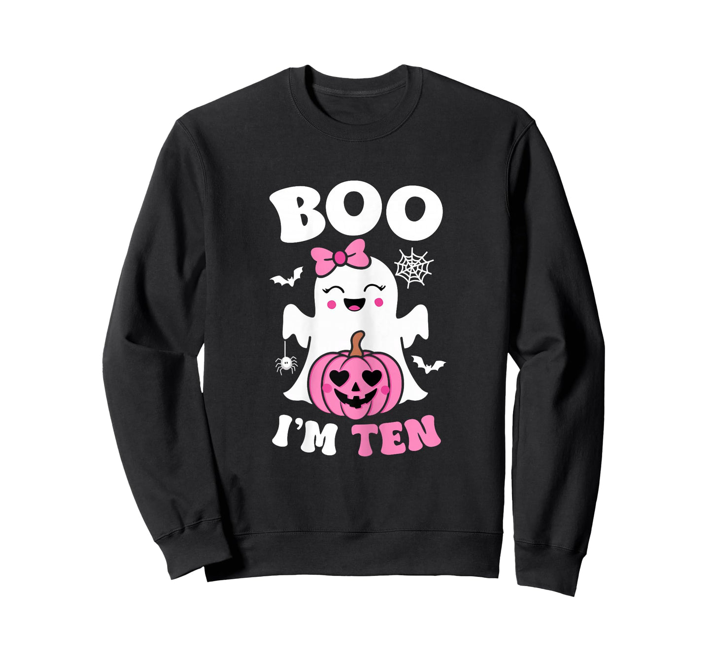 Ghost Boo I'm Ten Year 10th Birthday Girls Halloween Groovy T-Shirt