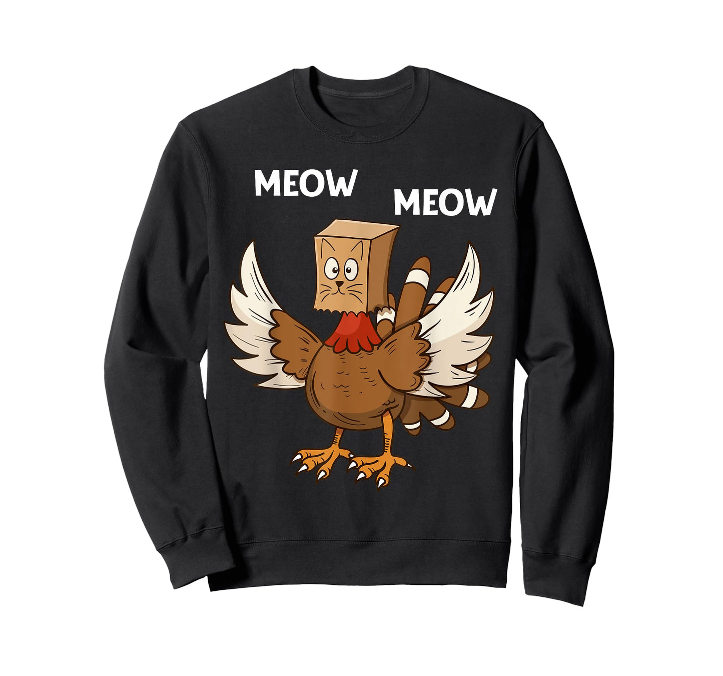 Thanksgiving Cat Funny Fake Cat Meow Thanksgiving Turkey T-Shirt for Men Women Girls Kids