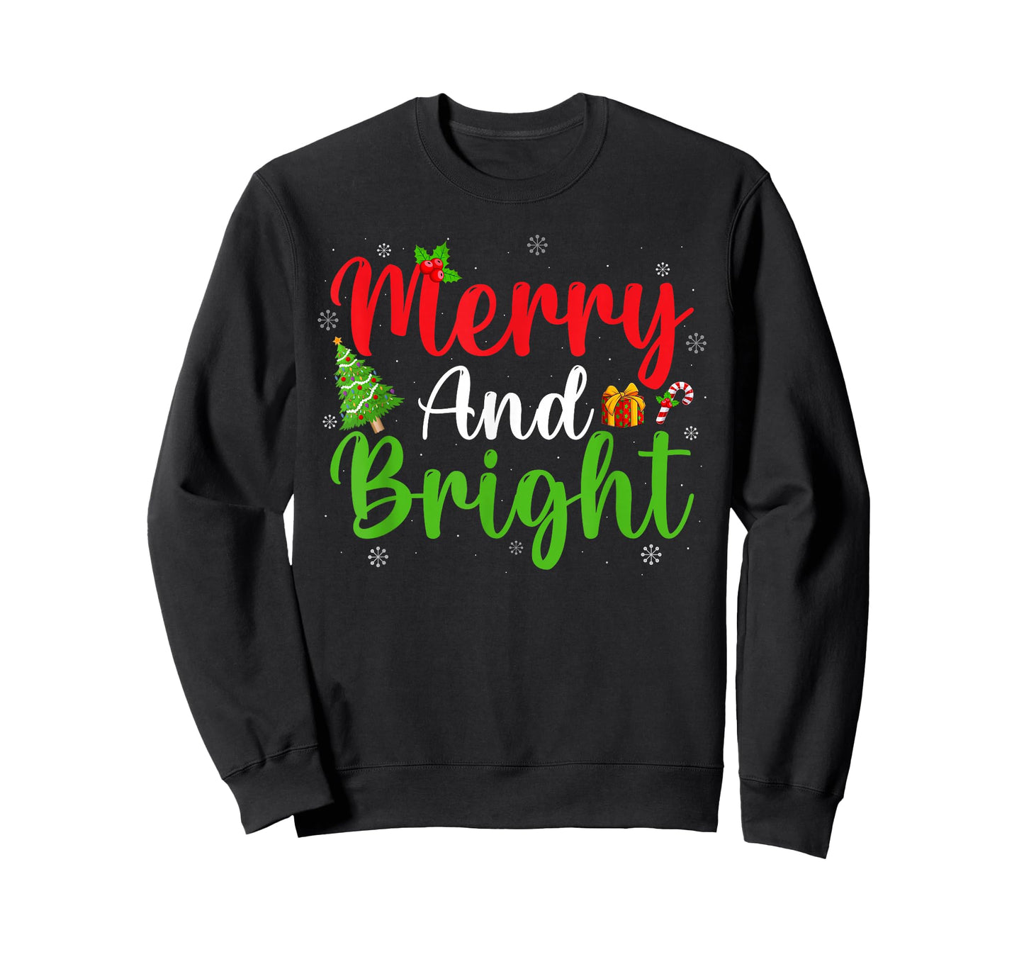 Merry and Bright Xmas Lights Family Men Women Christmas T-Shirt