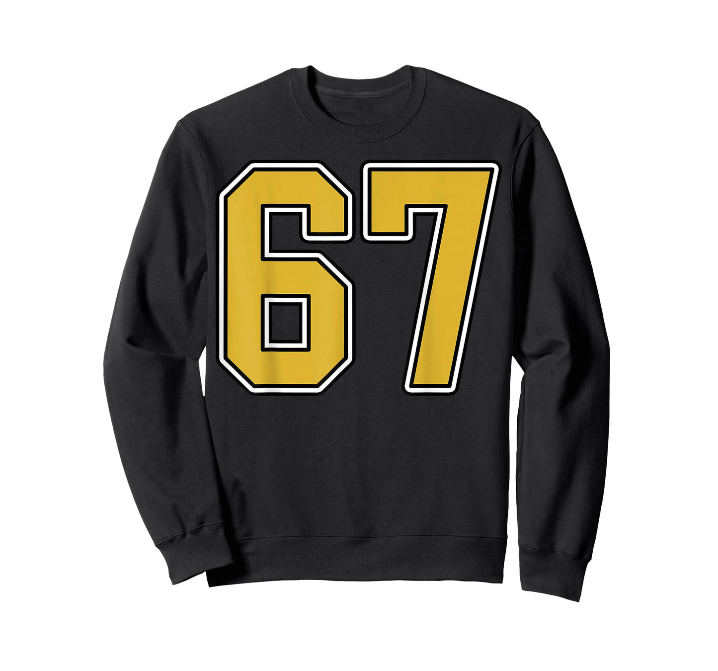 Old Gold Black White Sports Number 67 Jersey Uniform Player T-Shirt