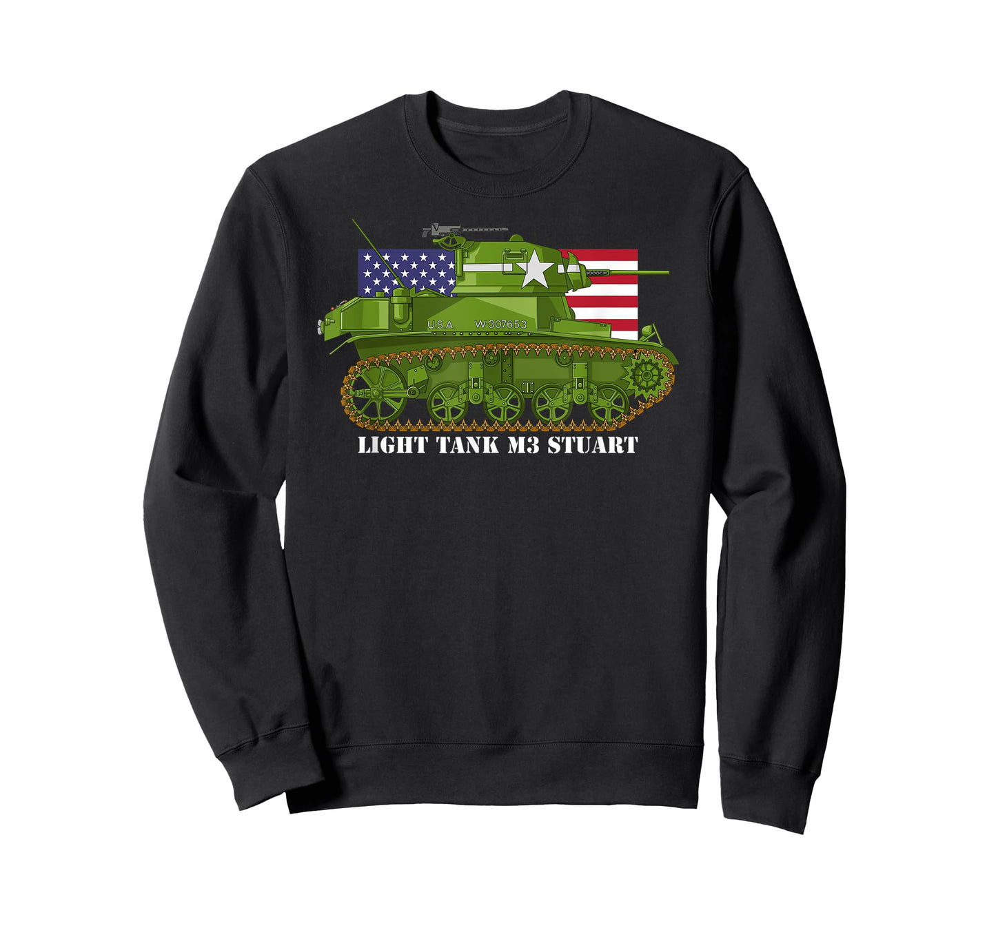 Light Tank M3 Stuart WW2 American Tanks USA Flag Women Kids Men T-Shirt