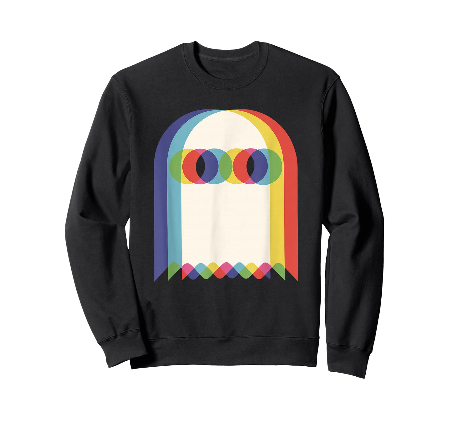 Threadrock Vaporwave Psychedelic Ghost Retro Halloween Techno EDM Unisex T-Shirt - Black, Small