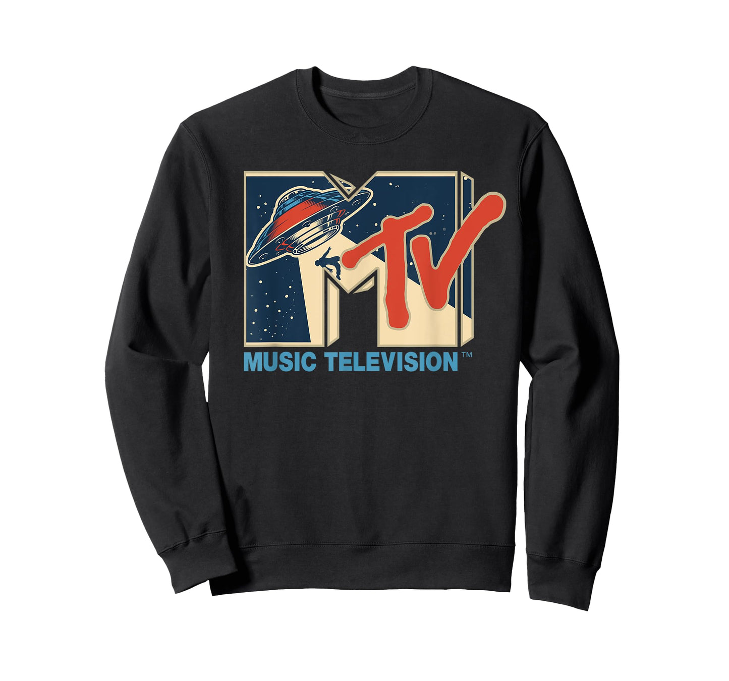 Mademark x MTV - MTV Logo Alien UFO Space Ship Teleporting Beam In Space MTv T-Shirt