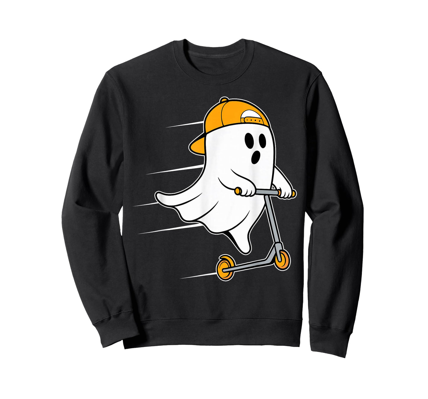 Funny Ghost Playing Stunt Scooter Halloween Costume Day Boys T-Shirt