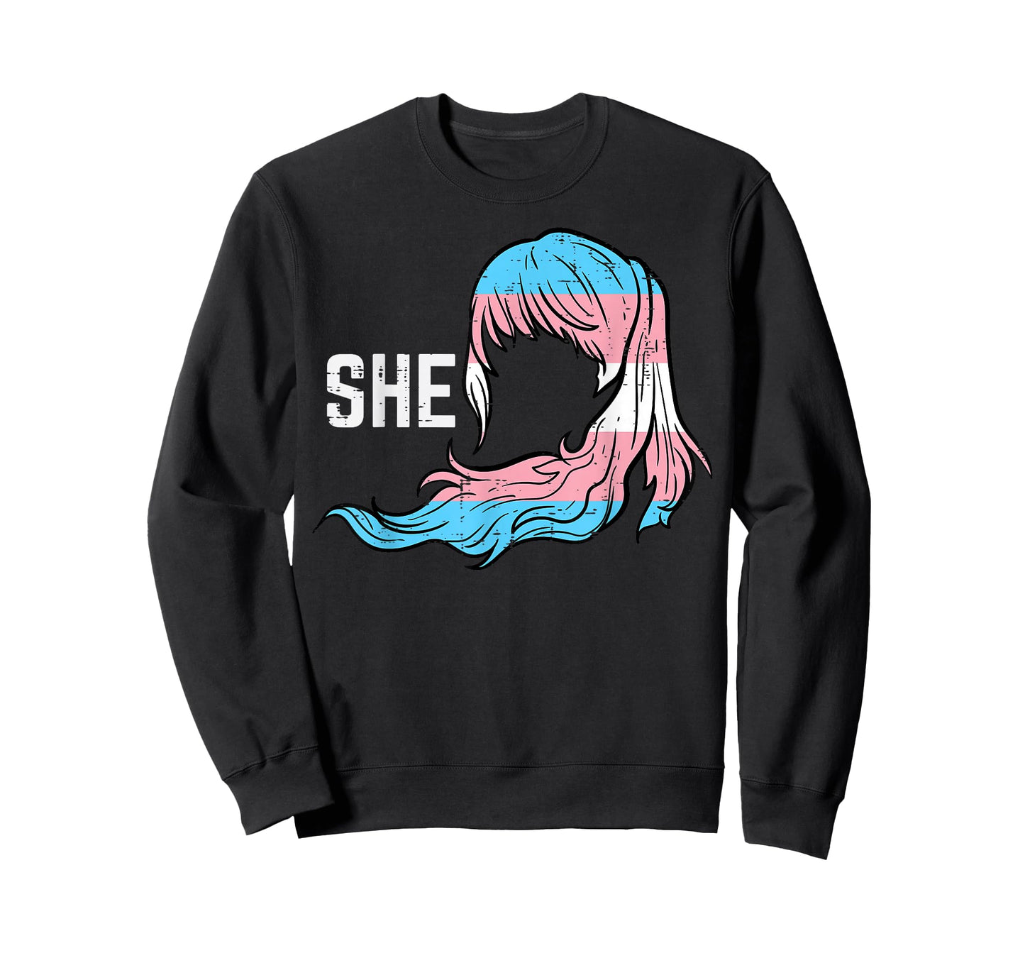 Transgender She Anime Hair Trans Pride Transsexual Flag Lgbt T-Shirt