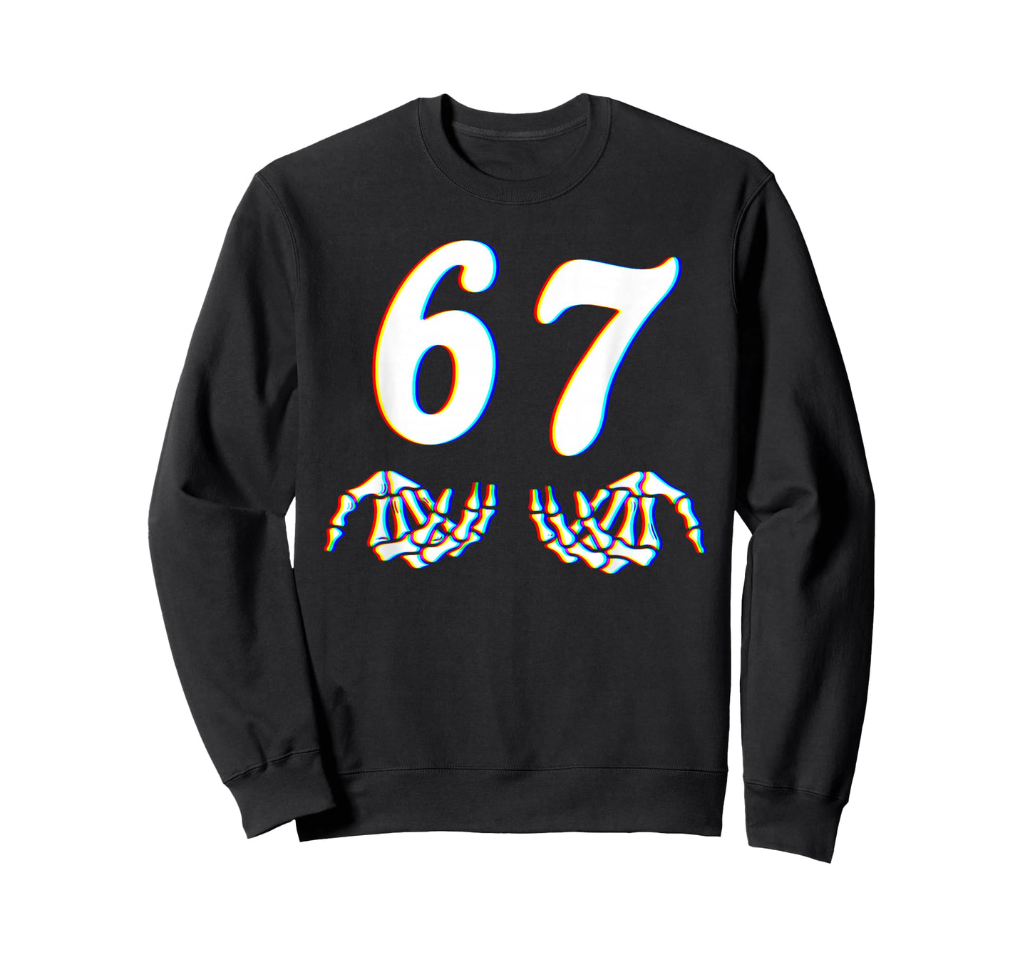 Funny Six Seven 6 7 Meme 67 Skeleton Hand Halloween Costume T-Shirt