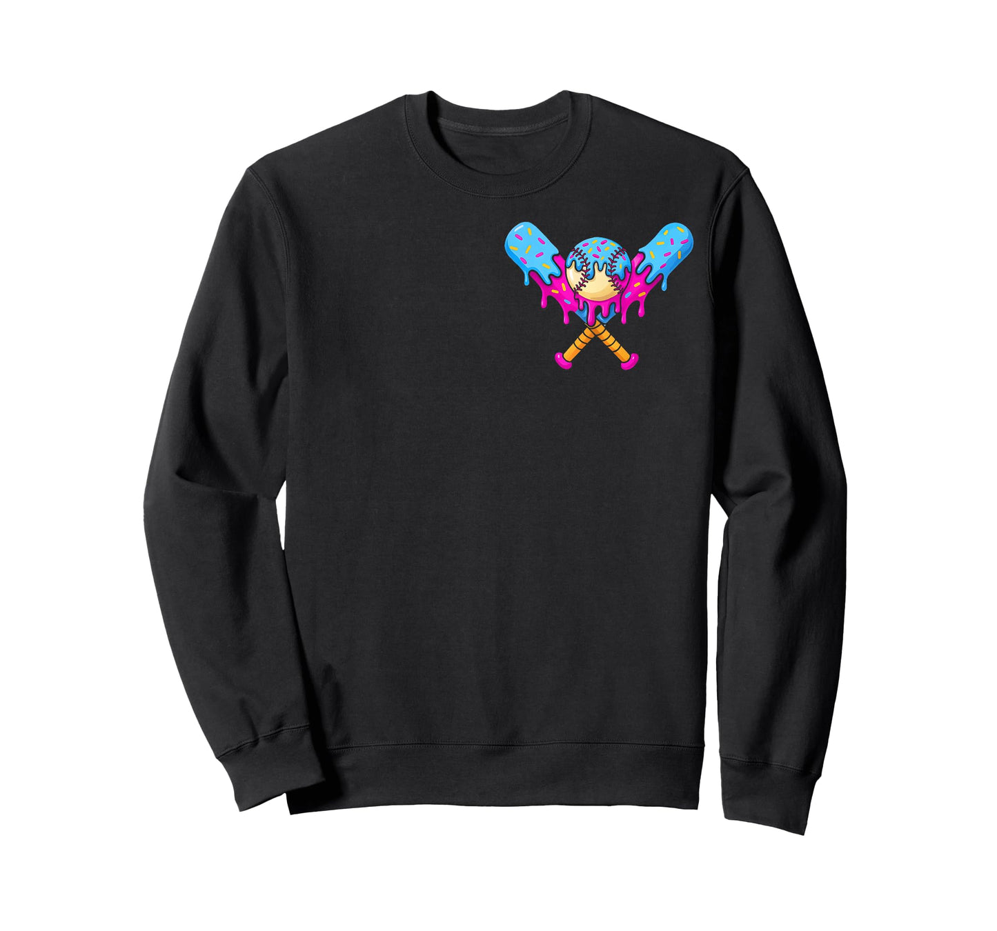 Baseball Drip Pocket Boys Bats Ice Cream Drip Youth Sports T-Shirt