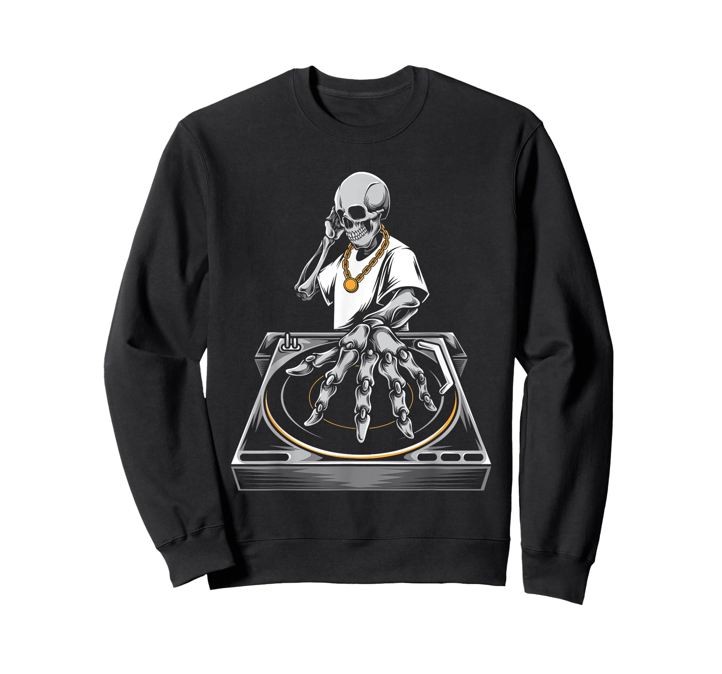 Skeleton DJ Lazy Halloween Costume Skull Disc Jockey T-Shirt