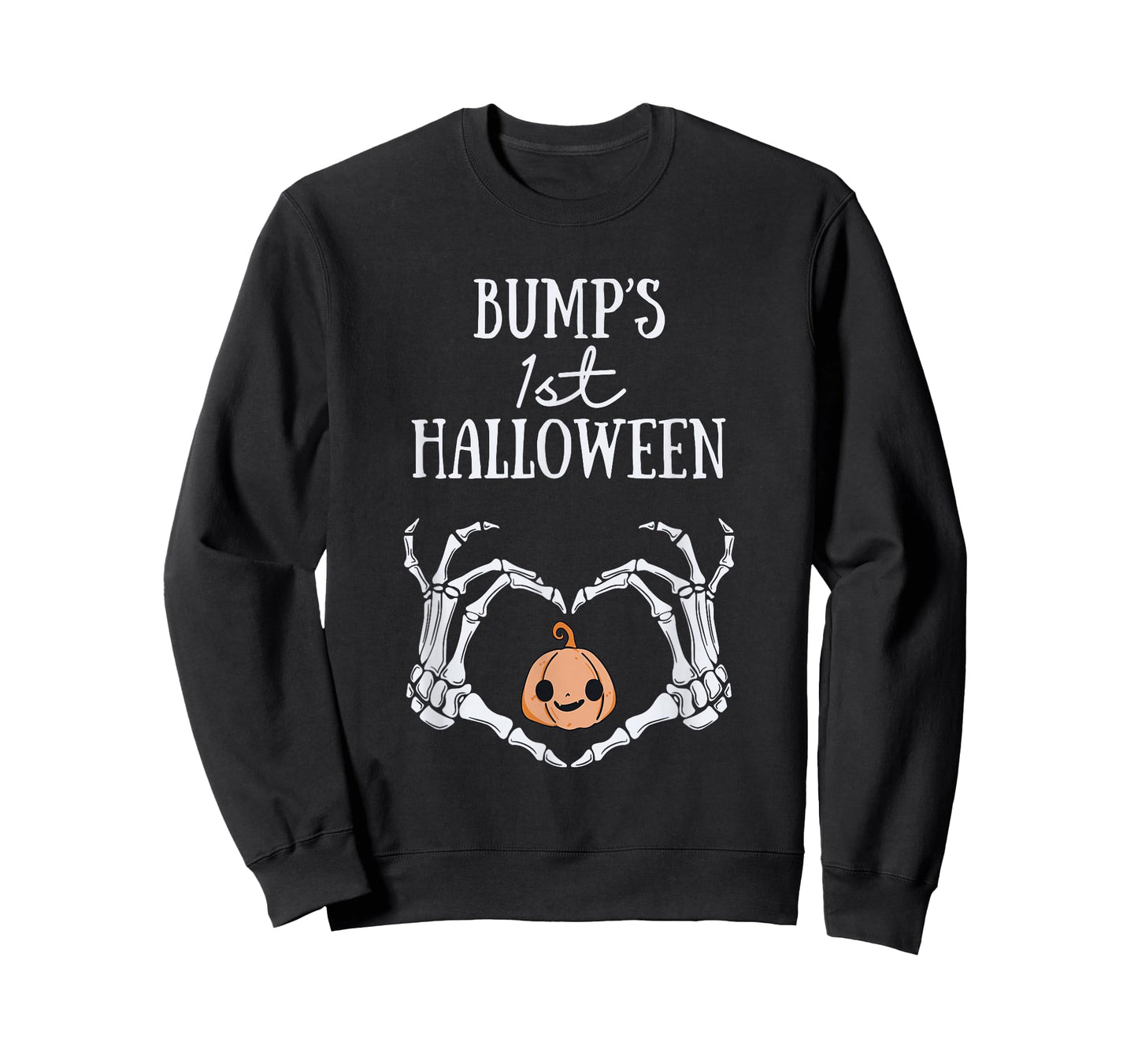Bump's 1st Halloween Skeleton Hand Heart Pregnancy Baby T-Shirt