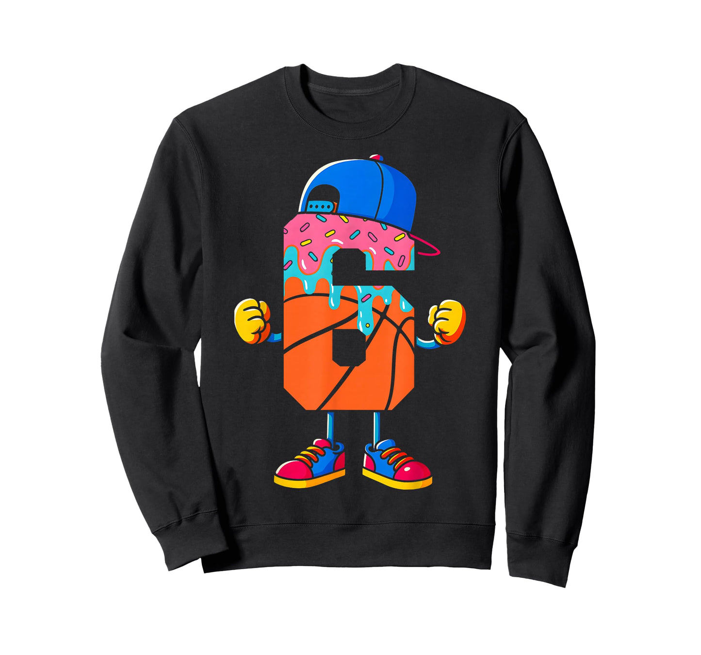 Basketball 6 Year Old Ice Cream Drip Youth 6th Birthday Boy T-Shirt