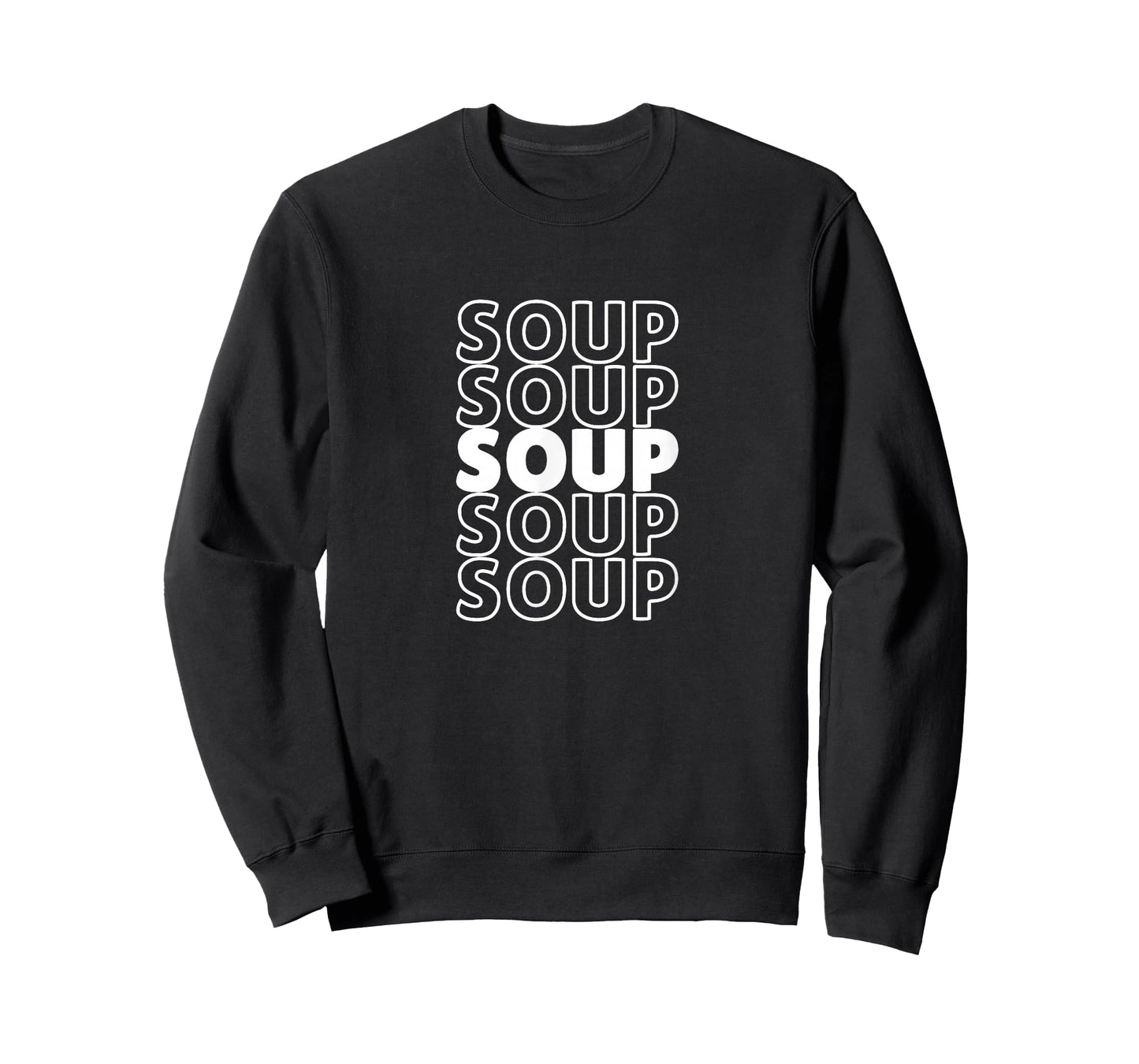 I Love Soup By Funny Food Designs Repeated Word Soup Black T-Shirt