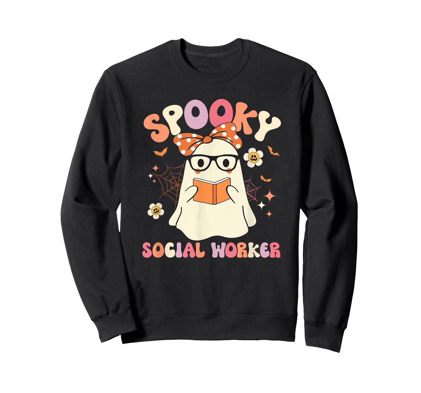 Groovy Spooky Social Worker Ghost Vintage Halloween Costume T-Shirt
