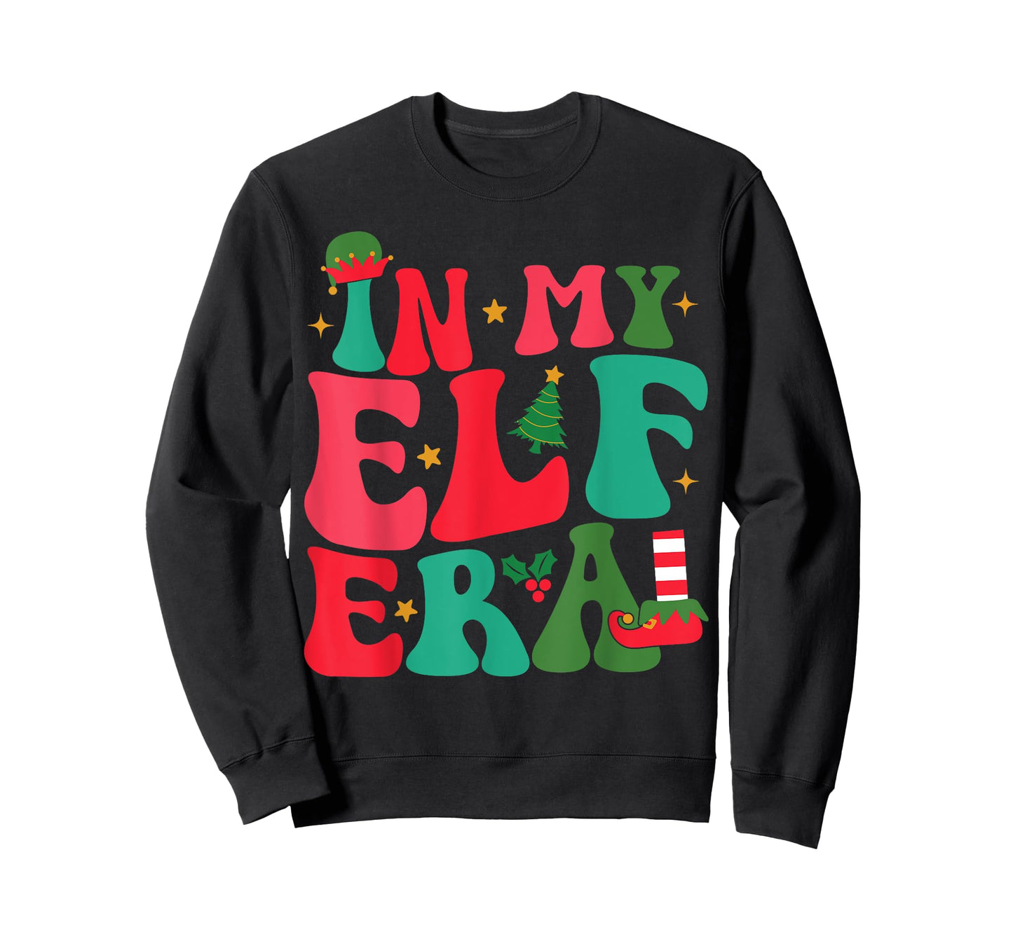 In My Elf Era Groovy Xmas Funny Women Christmas Elf T-Shirt