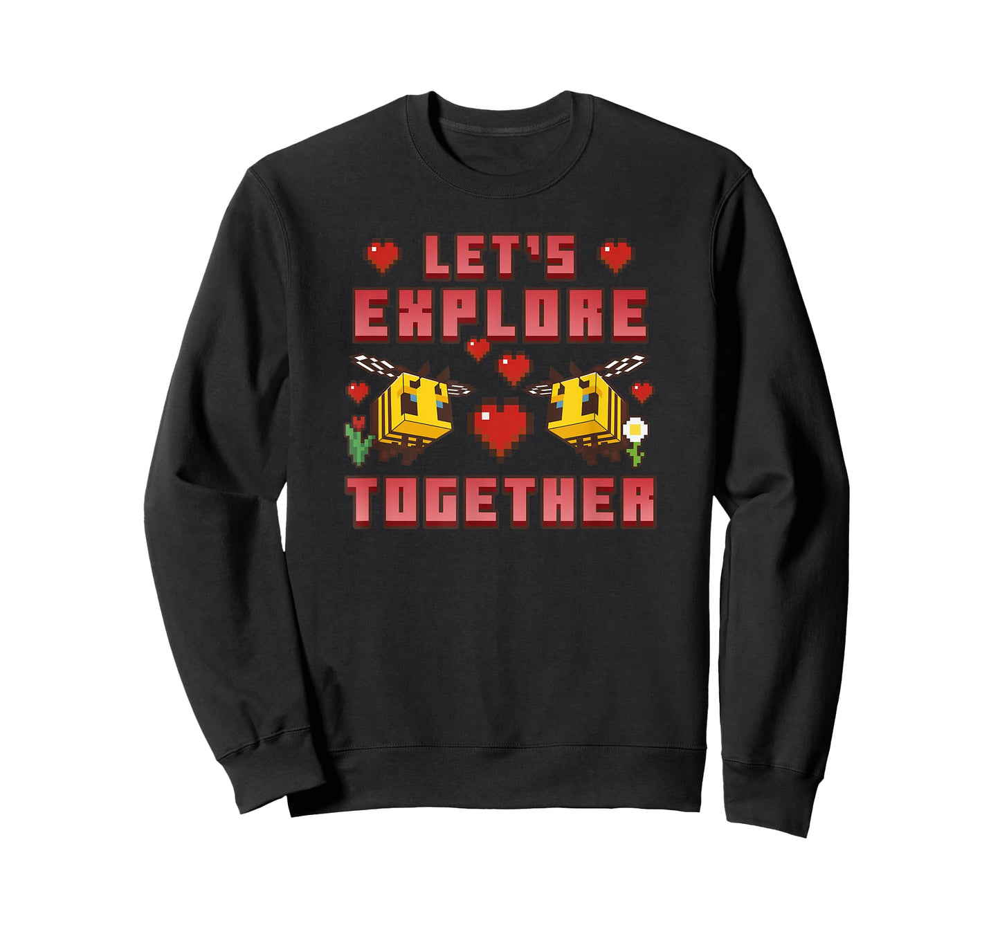 Minecraft Bees Let's Explore Together Hearts T-Shirt