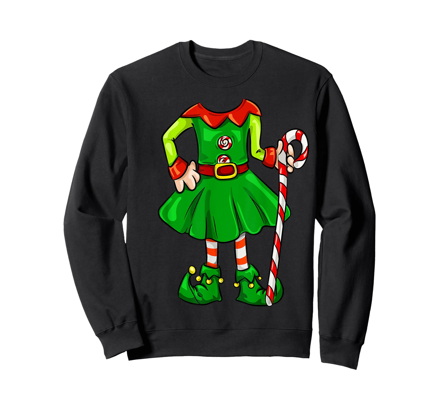 Funny Christmas Gift Cute Candy Cane Elf Girl Costume T-Shirt