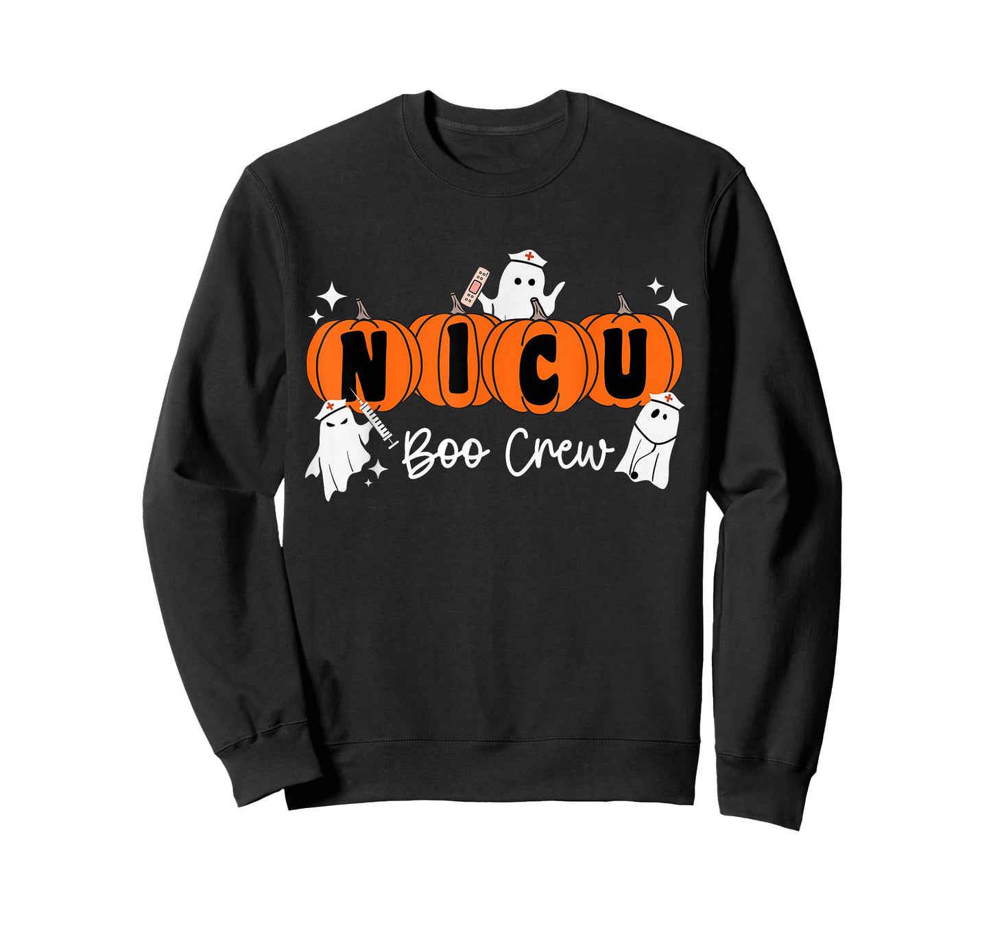 Nicu Boo Crew Ghost Pumpkin Costume NICU Nurse Halloween T-Shirt