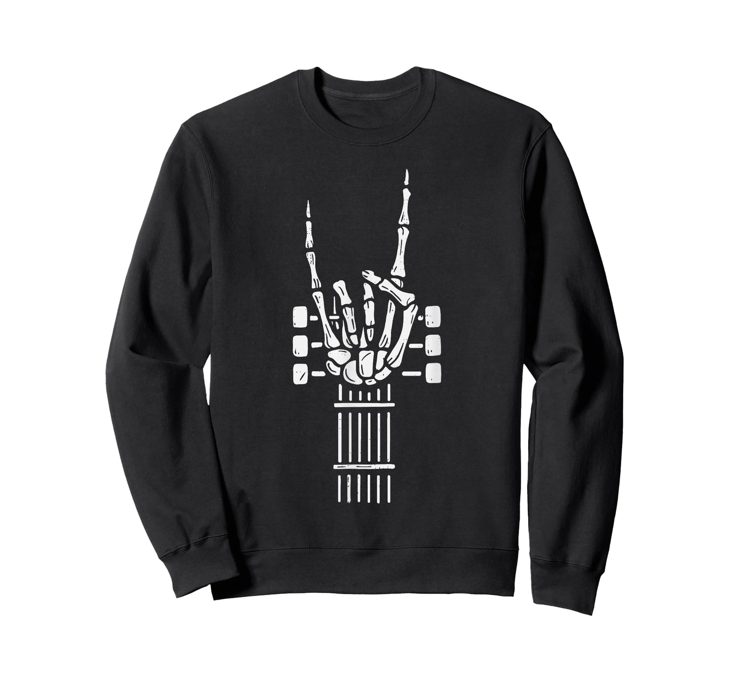 Rock On Skeleton Hand Guitar Guitarist Funny Music Halloween T-Shirt