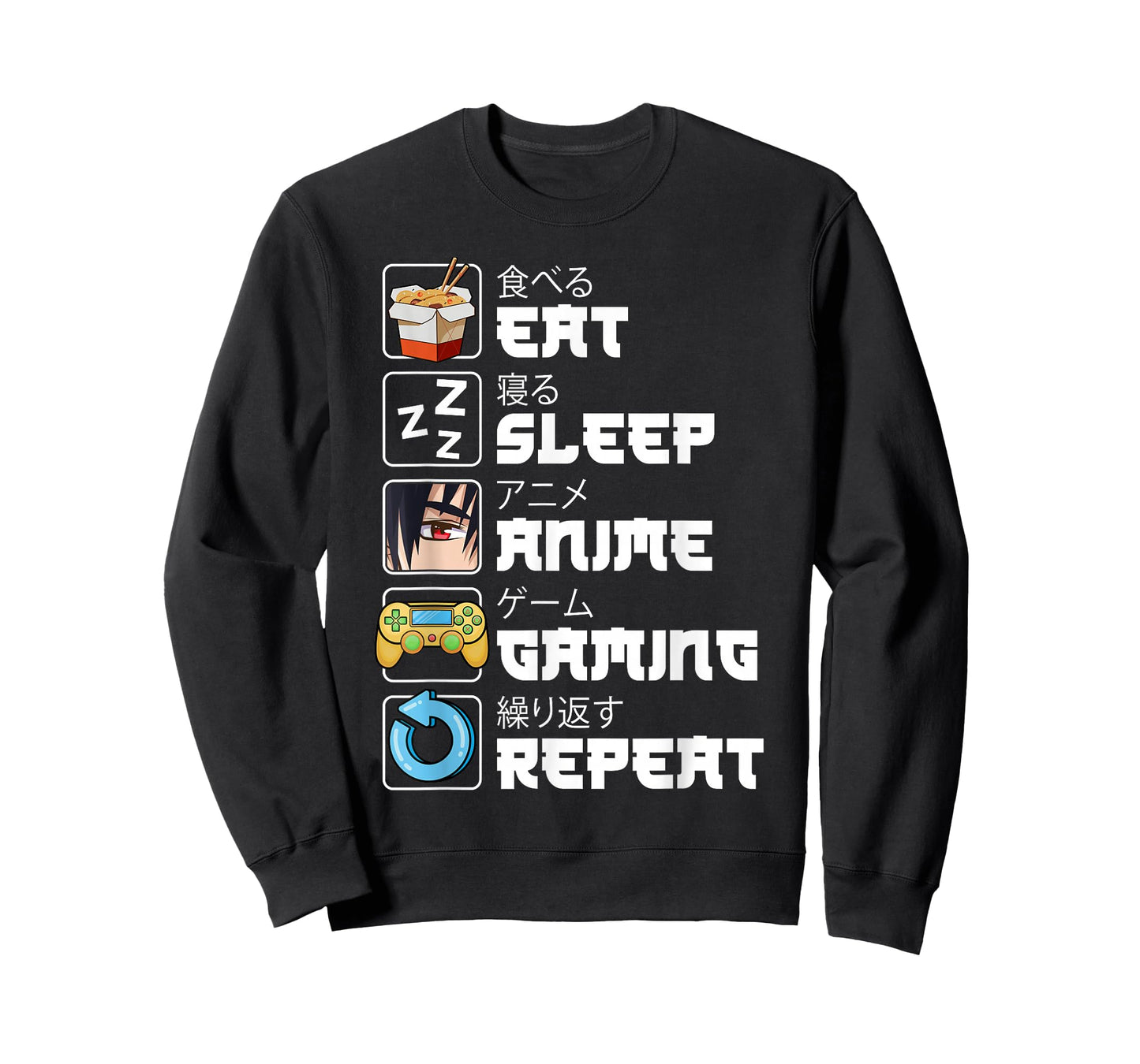 Eat Sleep Anime Gaming Repeat Funny Japan Anime Manga Teens T-Shirt