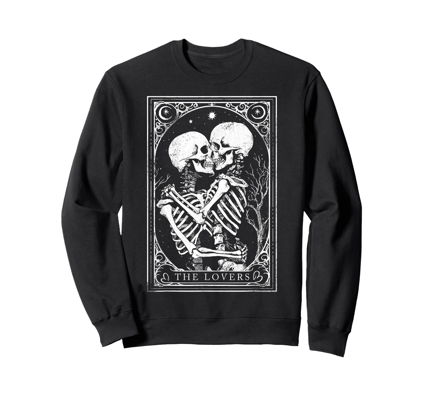 Tarot Card Shirt The Lovers Goth Skeleton Halloween Occult T-Shirt