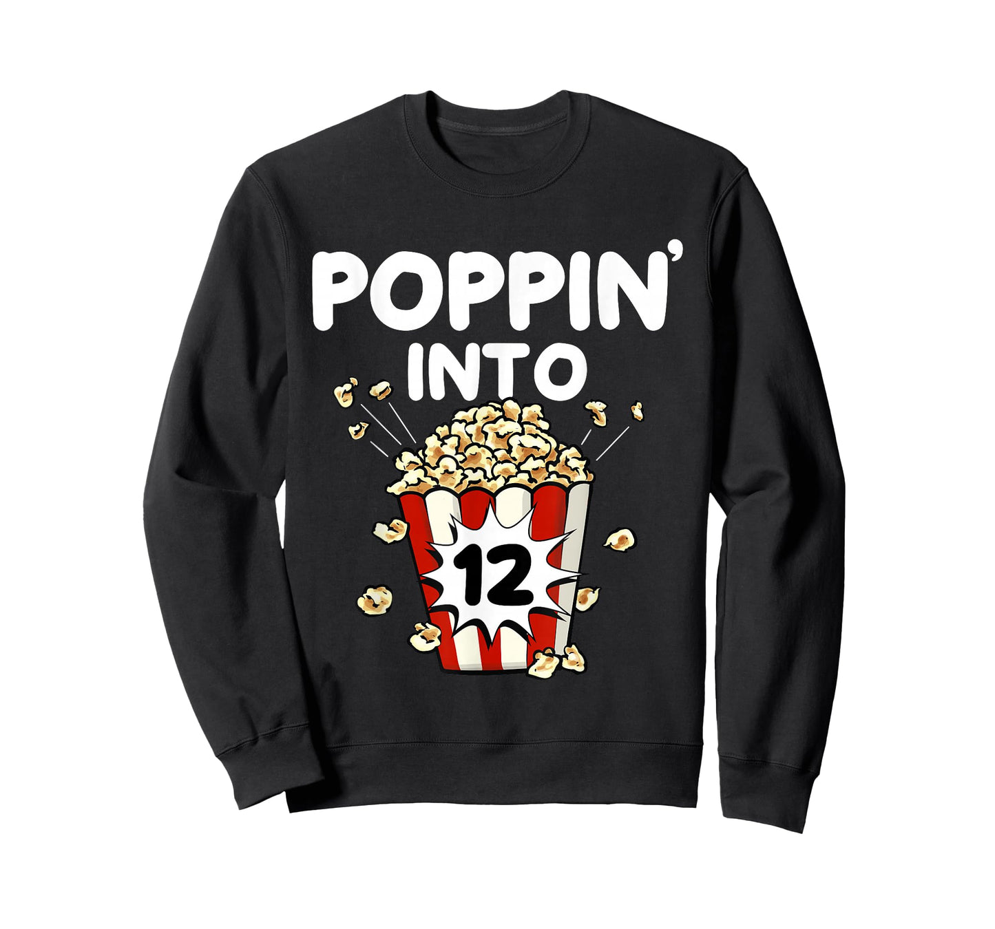 Poppin' Into 12 Years Old Movie Night Popcorn 12th Birthday T-Shirt