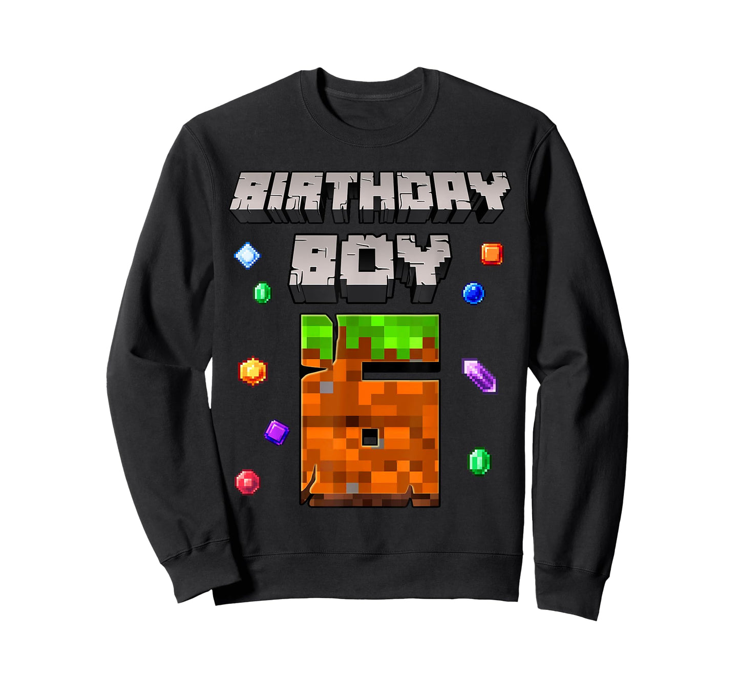 6th Birthday Boy 6 Video Gamer Pixel Number Six Bday Party T-Shirt