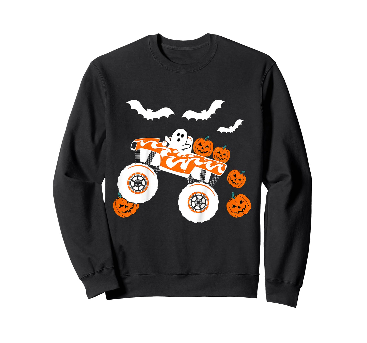 Kids Halloween Monster Truck Ghost For Boy's Toddler Kids Costume T-Shirt