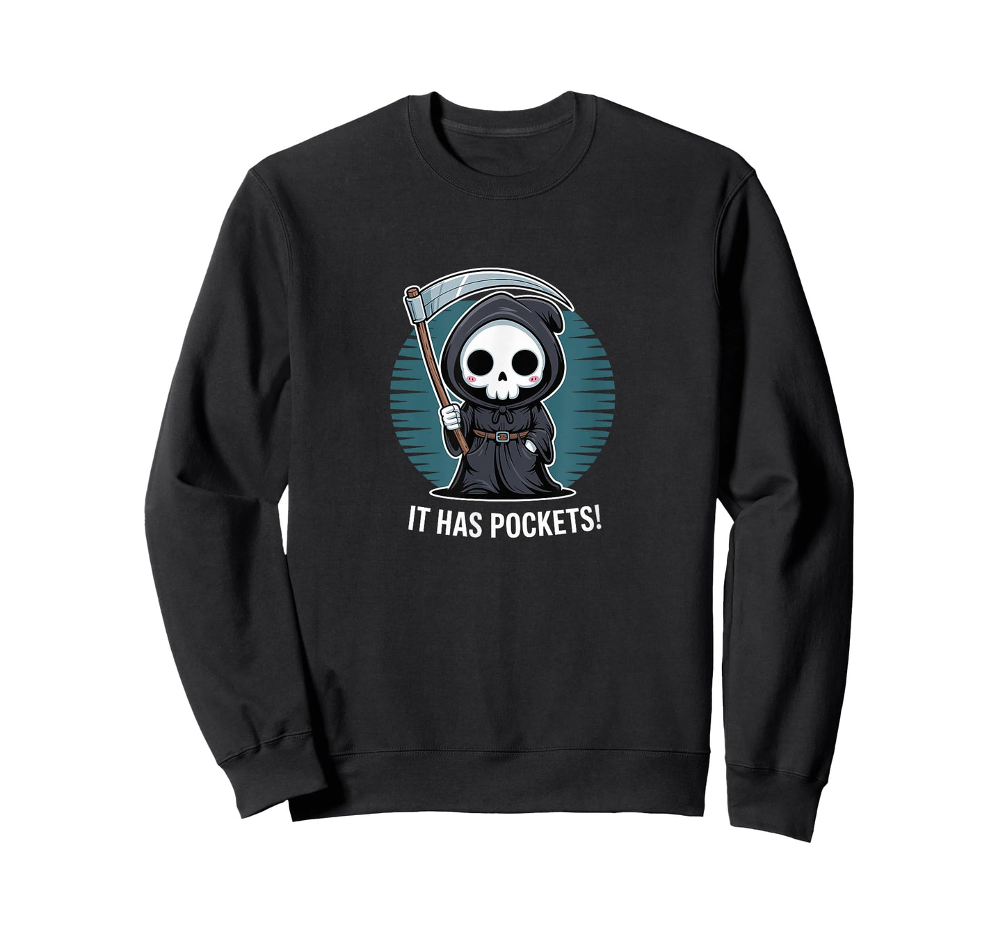 Grim Reaper Funny It Has Pockets Skeleton Joke T-Shirt