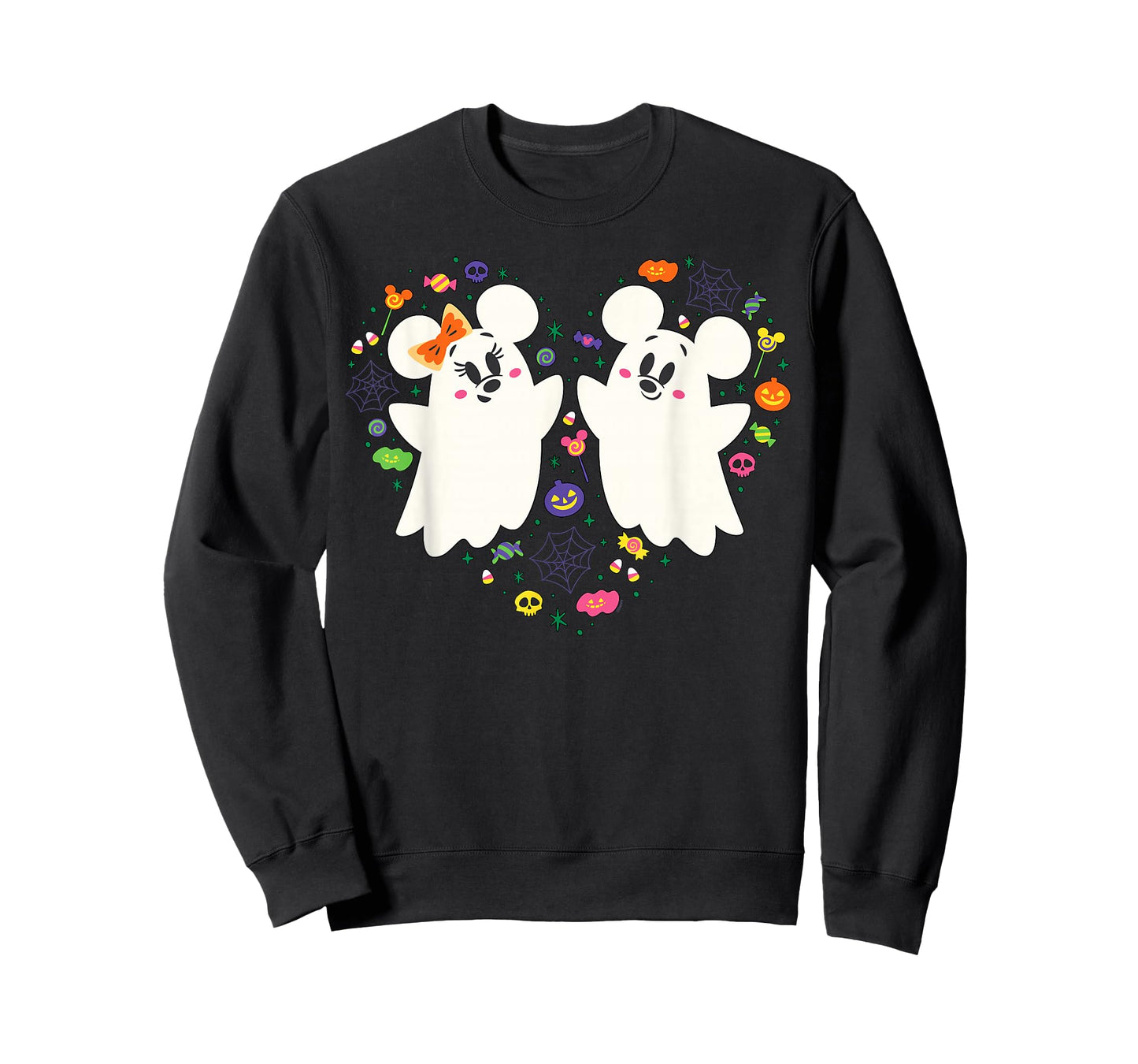 Disney Mickey and Minnie Cute Little Ghosts Halloween Heart T-Shirt