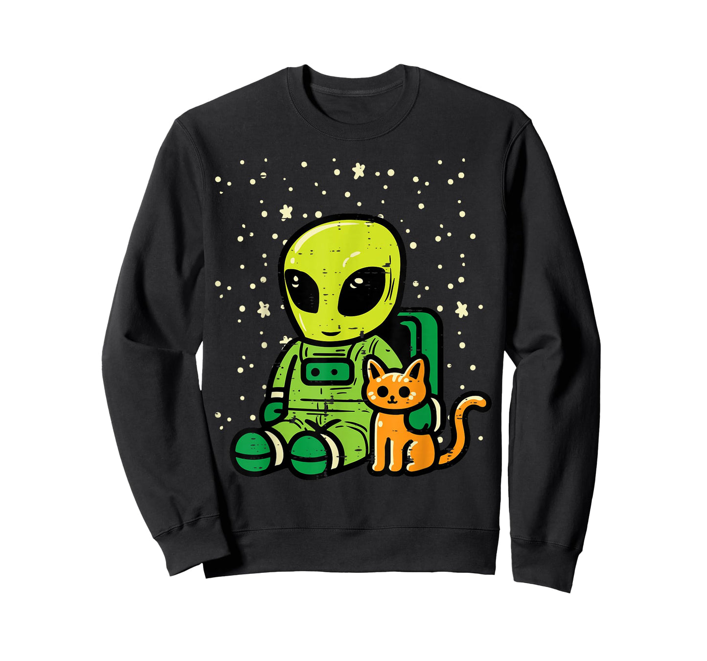 Alien Astronaut Cat Sitting Cute Ufo Girls Boys Kids Women T-Shirt