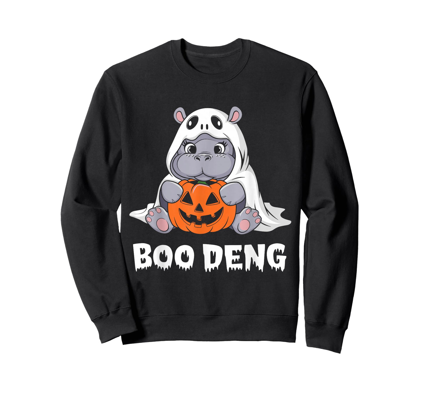 Funny Halloween Moo Deng Baby Hippo Boo Deng Ghost Costume T-Shirt