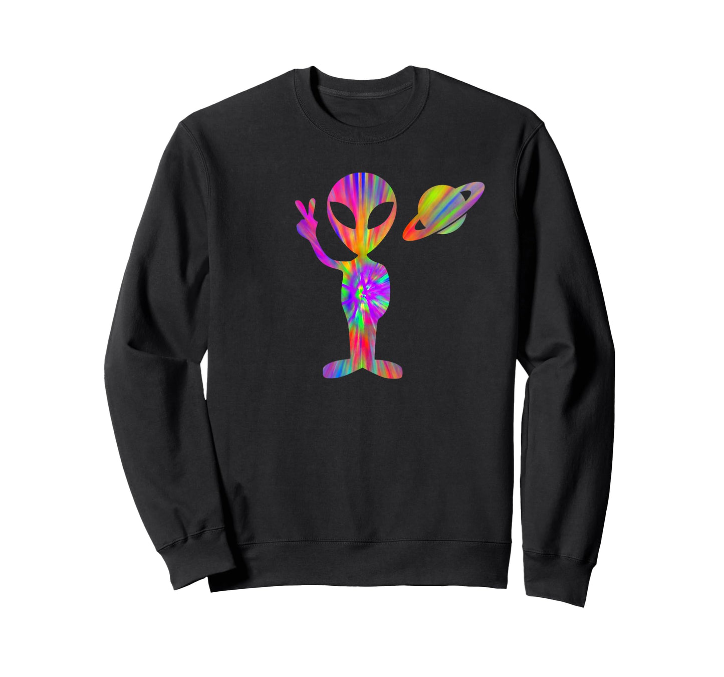 Alien Hippie Saturn Silhouette I Aliens UFO Roswell Tie Dye T-Shirt