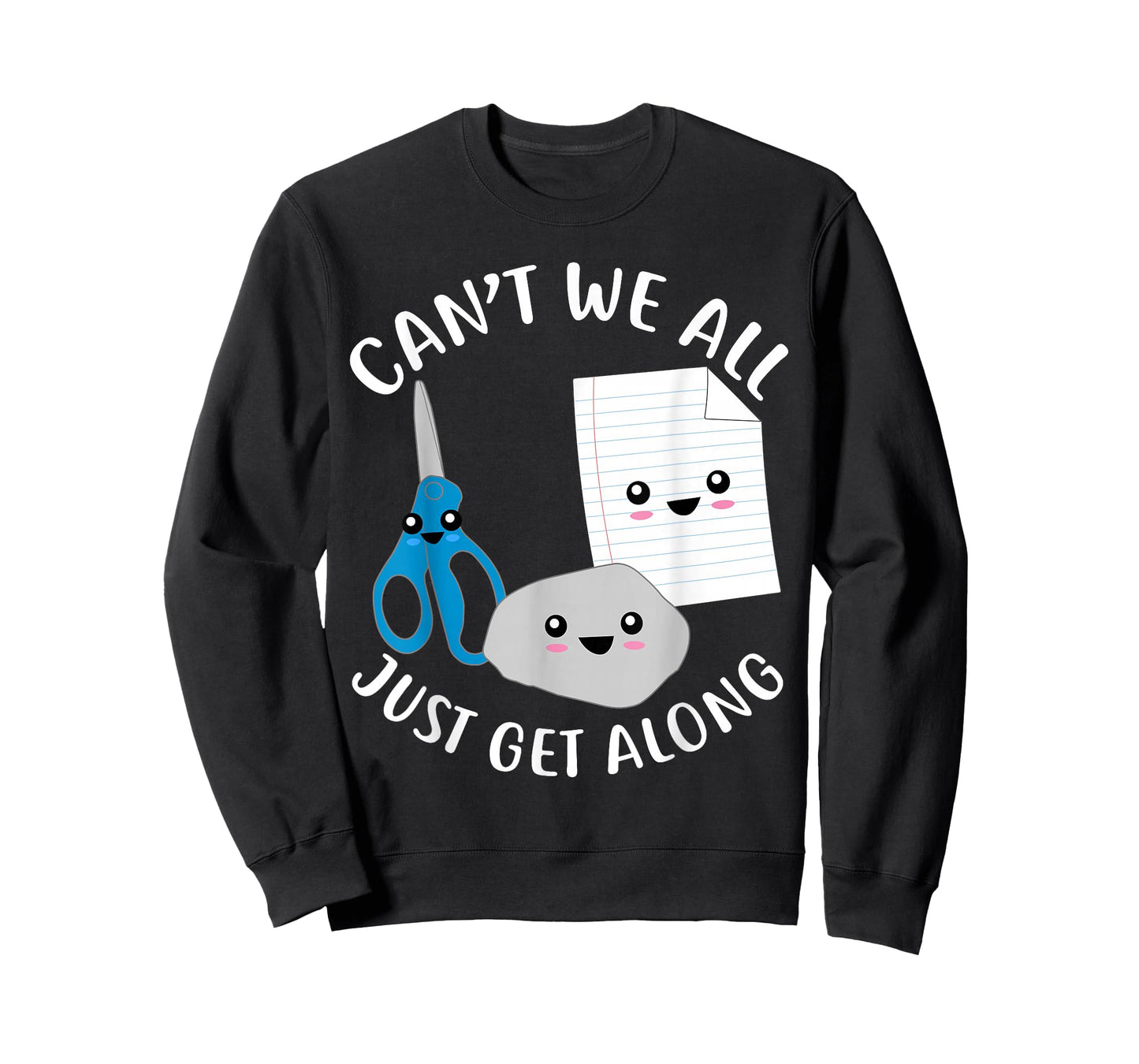 Rock Paper Scissors Funny Kawaii Can't We All Just Get Along T-Shirt