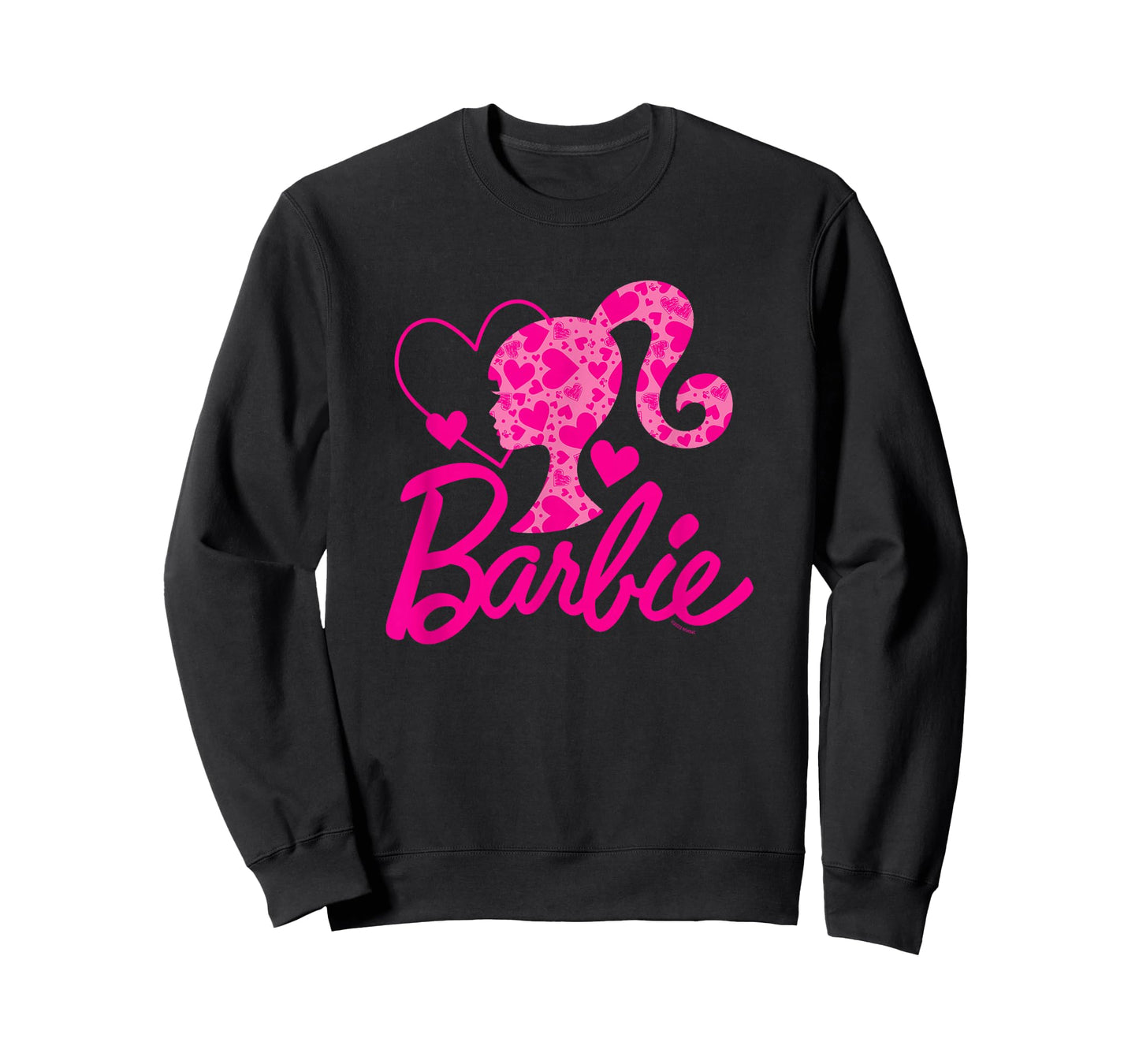 Barbie Black Heart Logo Crew Neck T-Shirt - Classic Fit, Short Sleeve, Cotton-Polyester Blend