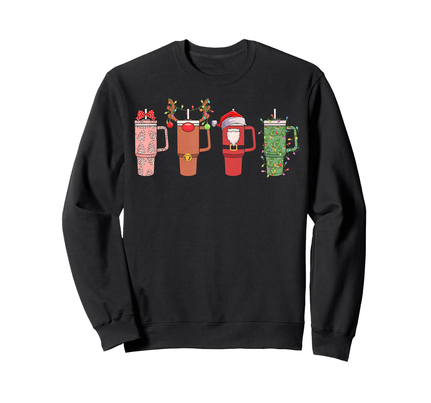 Santa Reindeer Stanley Tumbler Christmas Xmas Pajamas Funny T-Shirt