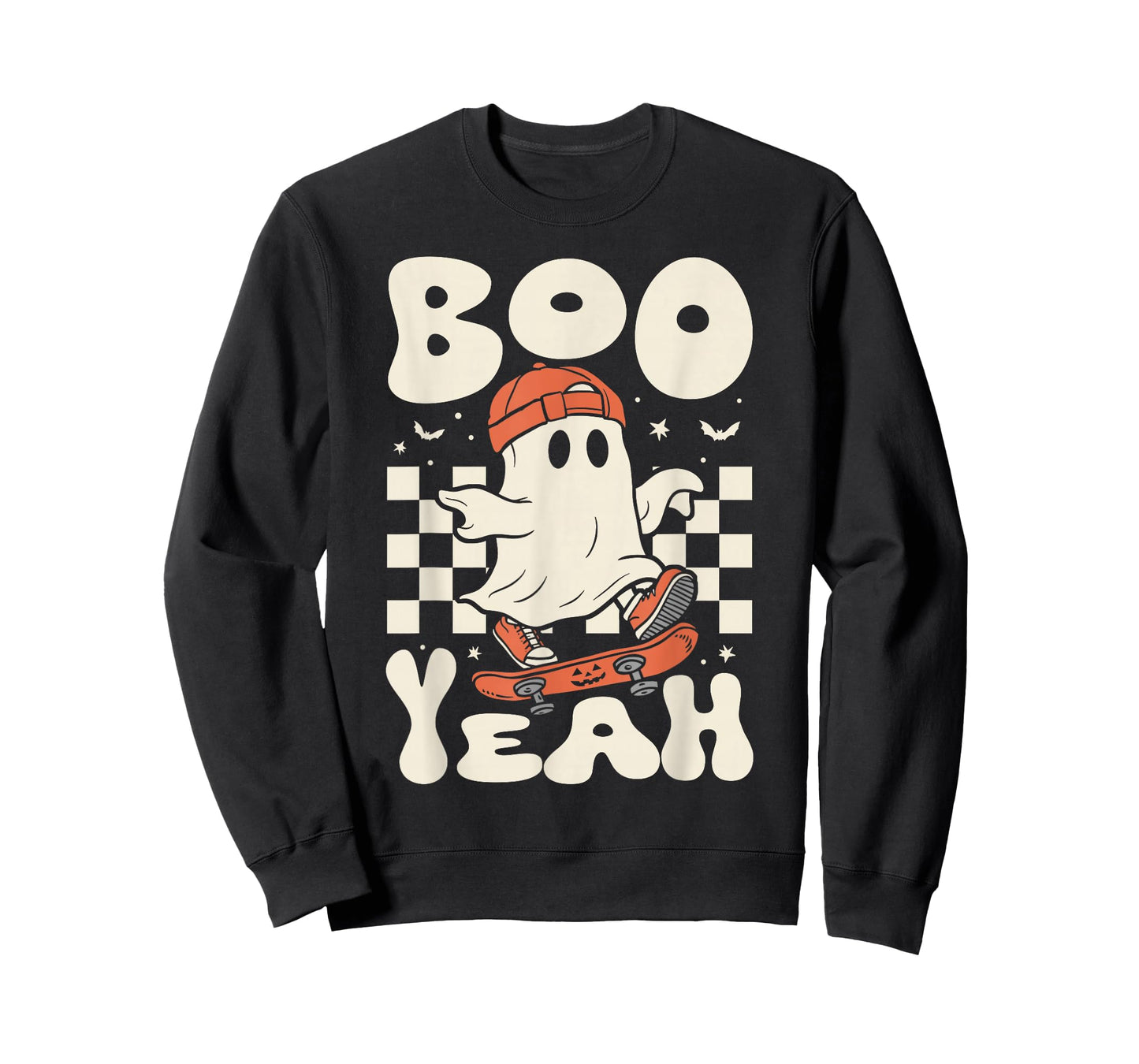 Boo Yeah Halloween Ghost Boys Retro Skateboard Toddler Kids T-Shirt