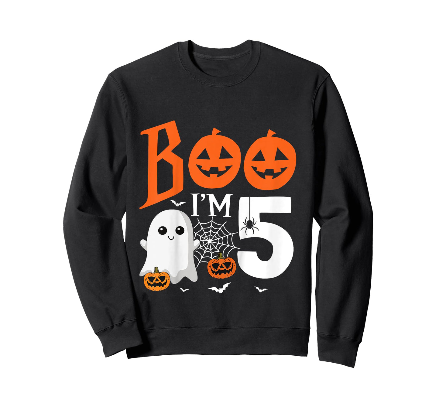 Kids Boo I'm 5 Yr Old 5th Birthday Halloween Girl Boy Costume T-Shirt