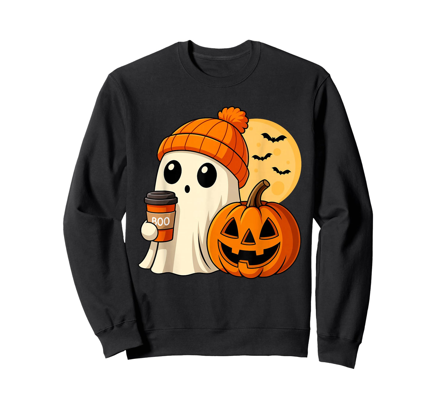 Halloween Ghost Coffee Pumpkin Spooky Season Women Kids Men T-Shirt