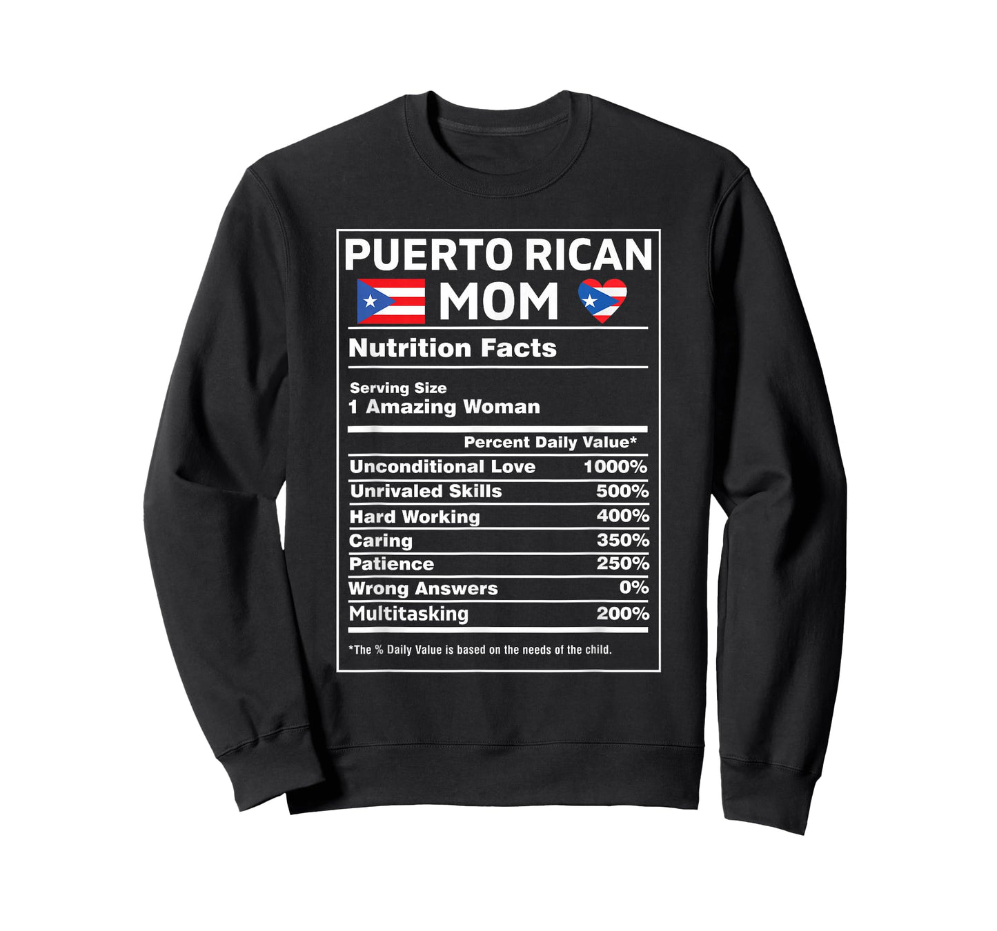 Puerto Rican Mom Nutrition Facts Boricua Puerto Rico PR Flag T-Shirt