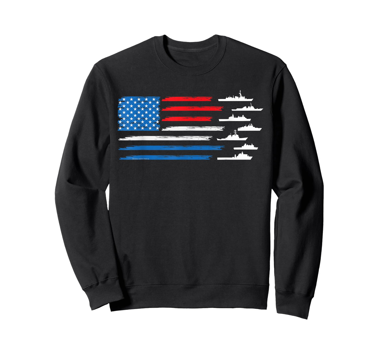 Patriotic Red White Blue USA Flag Military Ships 4th of July T-Shirt