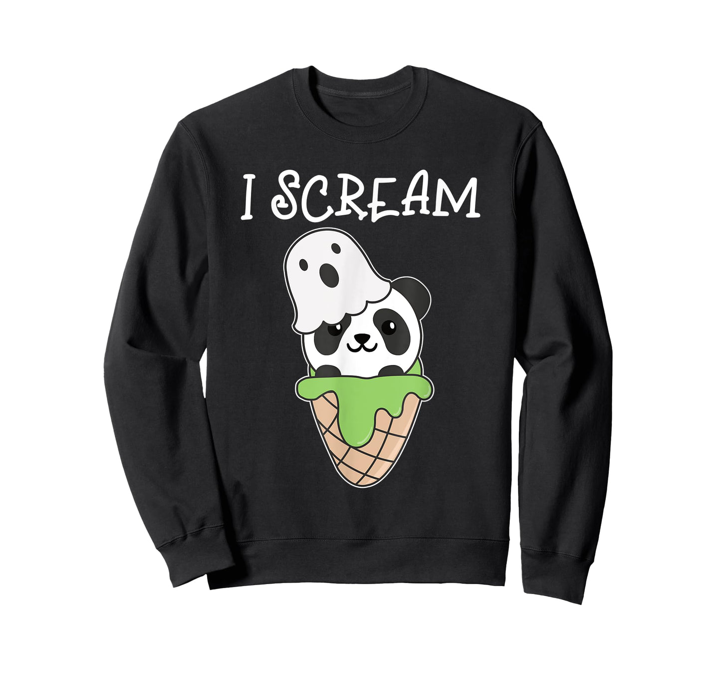 Panda Halloween Ghost I Scream Ice Cream Pun Men Women Kids T-Shirt