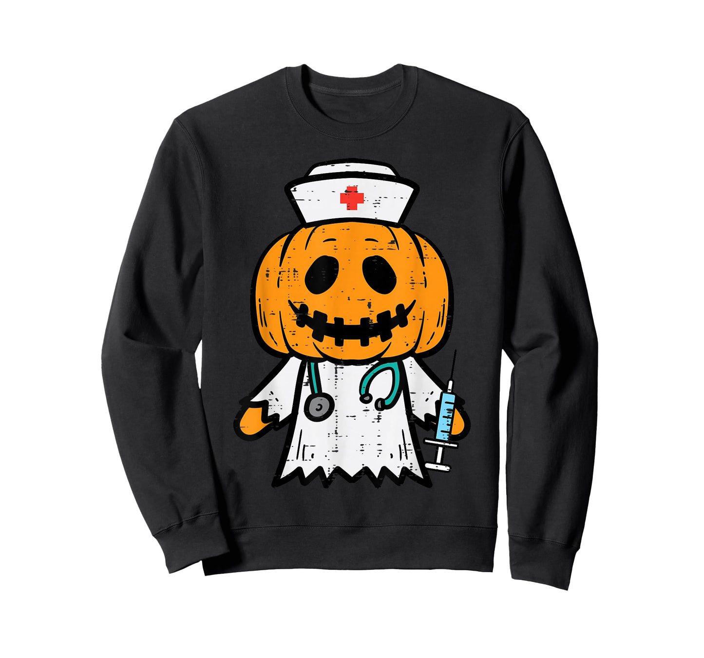 Halloween Pumpkin Nurse Cute ER Nicu Costume Scrub Top Women T-Shirt