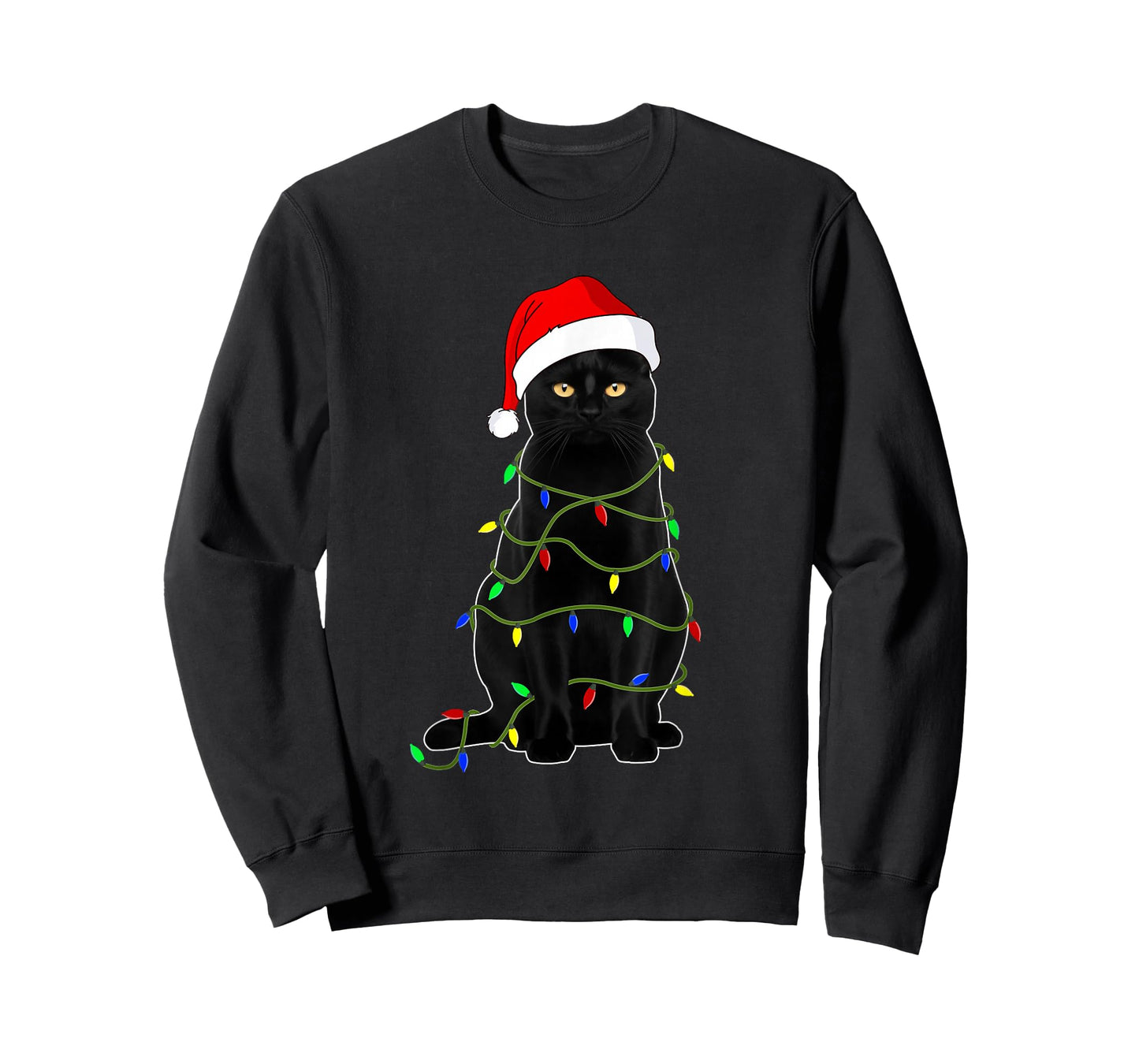Black Cat Santa Christmas Family Matching Pajamas Xmas Men Women Kids T-Shirt