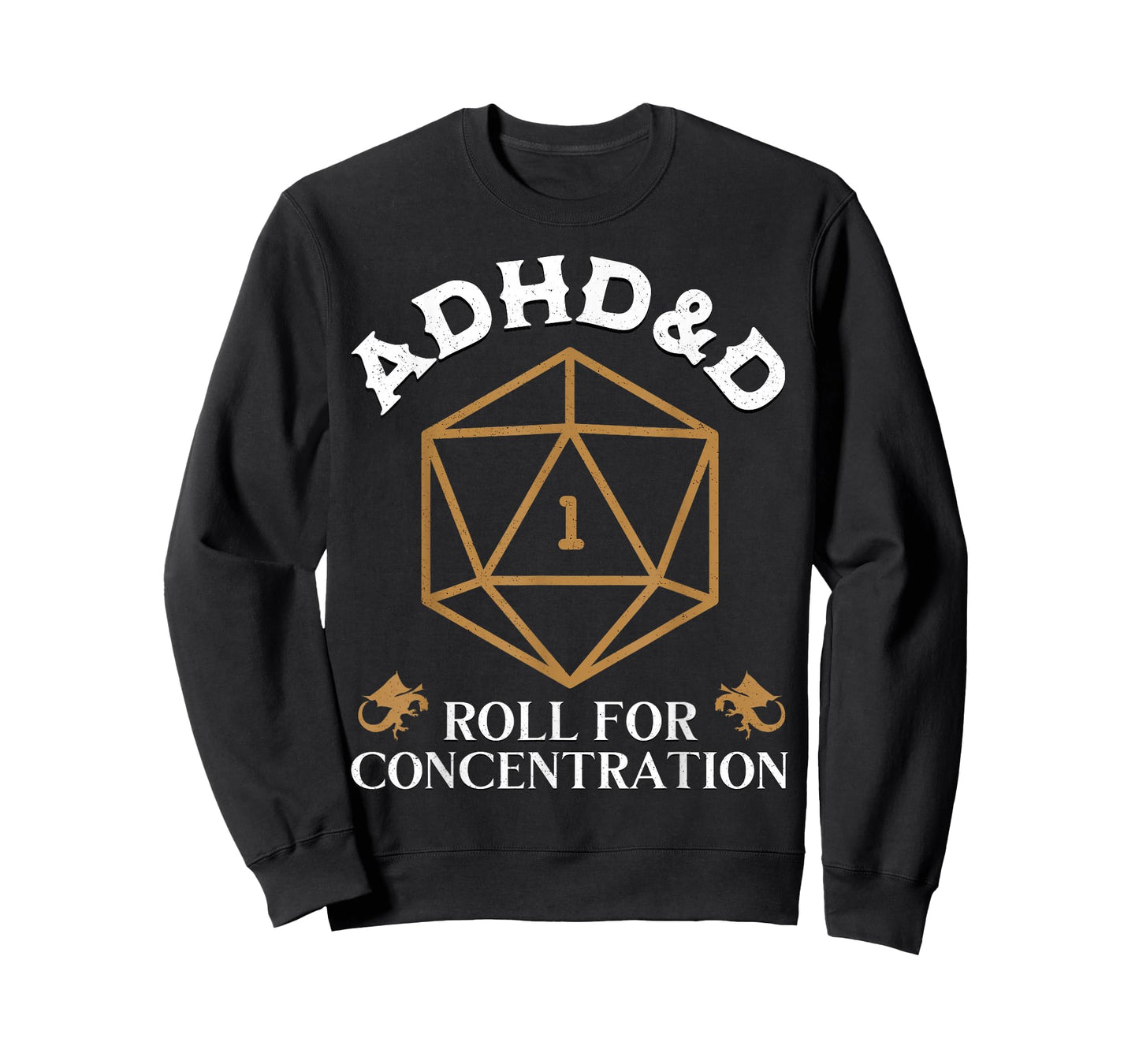 Fantasy Role-Playing Game Custom Vintage ADHD&D Roll For Concentration DnD Unisex-Adult Black Small T-Shirt