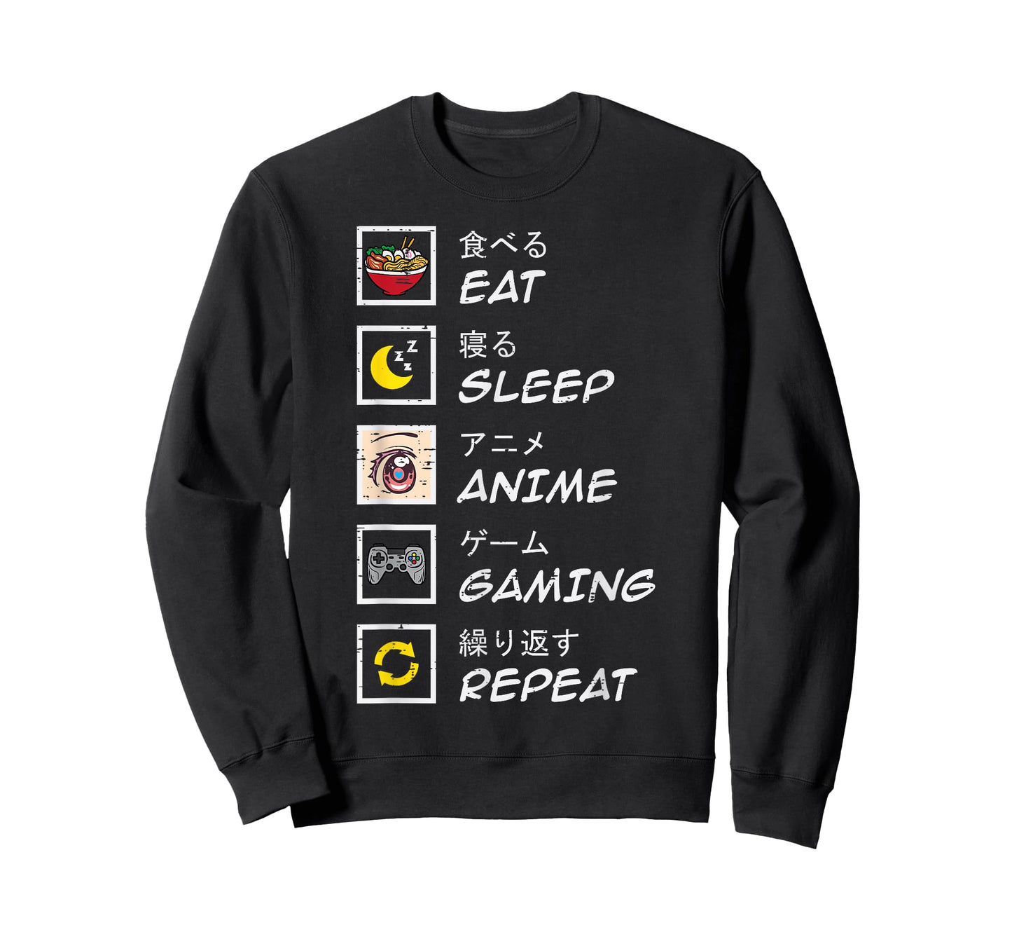 Eat Sleep Anime Gaming Repeat Gamer Teen Boys Girls Kids T-Shirt
