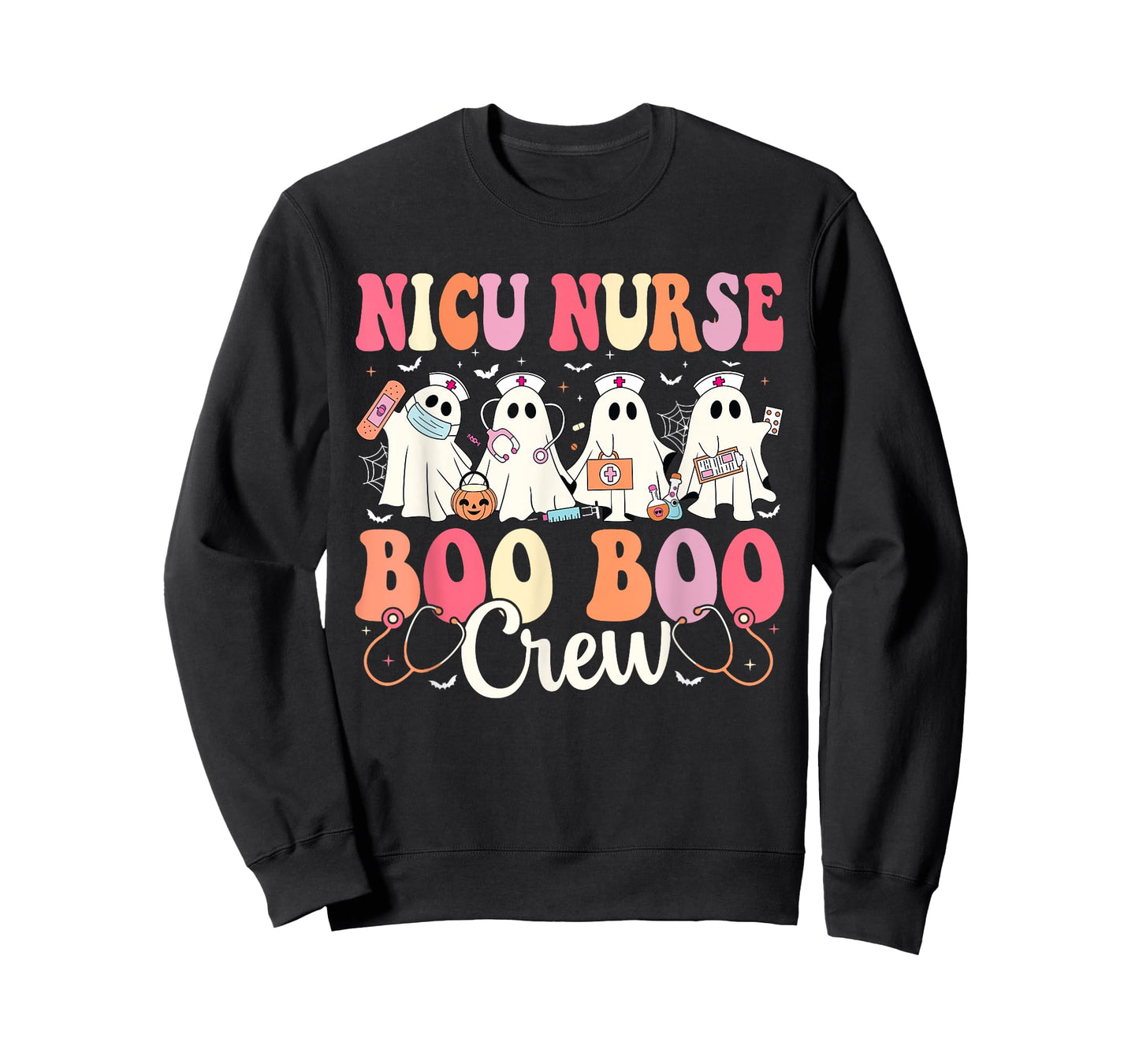 NICU Nurse Boo Boo Crew Ghost NICU Nurse Halloween Costume T-Shirt